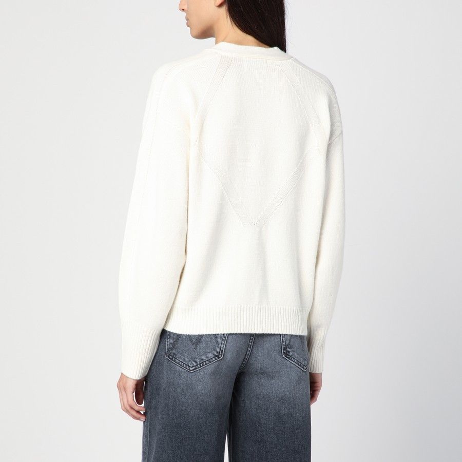 Loulou de Saison o1d2blof0824 Wool Cashmere Zanzibar Cardigan in White Size L / US 10 / IT 46 - 3 Thumbnail