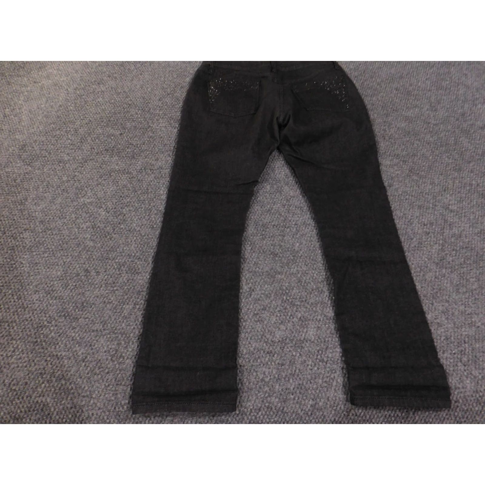 Zara ZARA Basic Jeans Womens 10 Black Straight Leg Stretch Denim Rhinestone Pocket Jeans Size 32" / US 10 / IT 46 - 6 Thumbnail