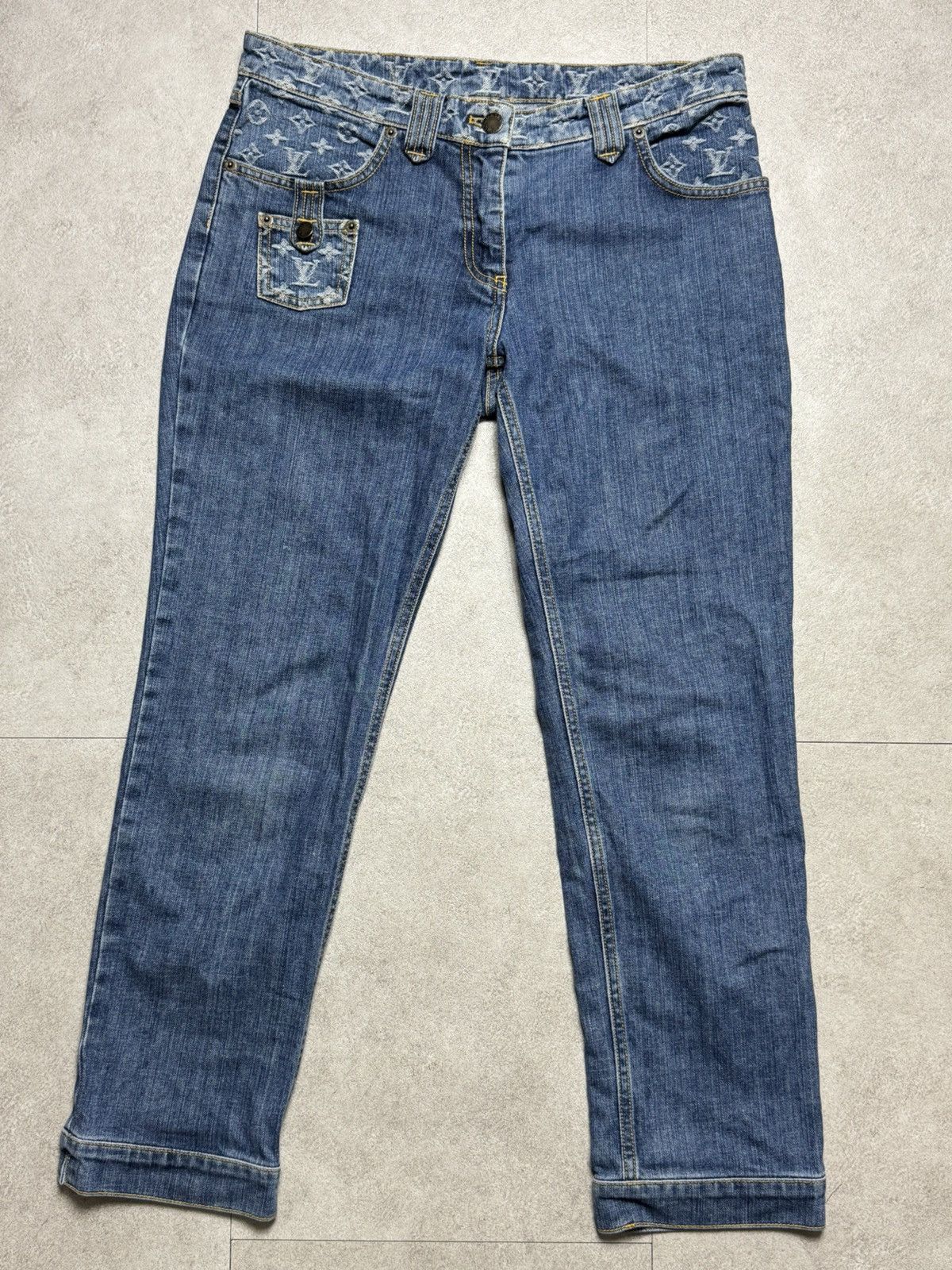 Louis Vuitton Louis vuitton - Marc jacobs - F/W 06 monogram denim pants Size 26" / US 2 / IT 38 - 2 Thumbnail