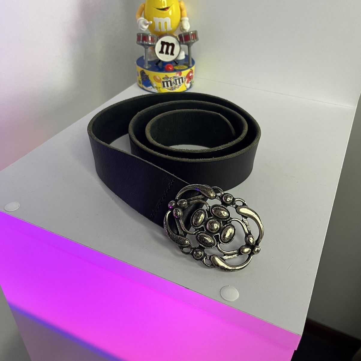 Bogner × Leather VINTAGE Bogner Leather Fire+Ice Black Opium big buckle Belt Size ONE SIZE - 6 Thumbnail