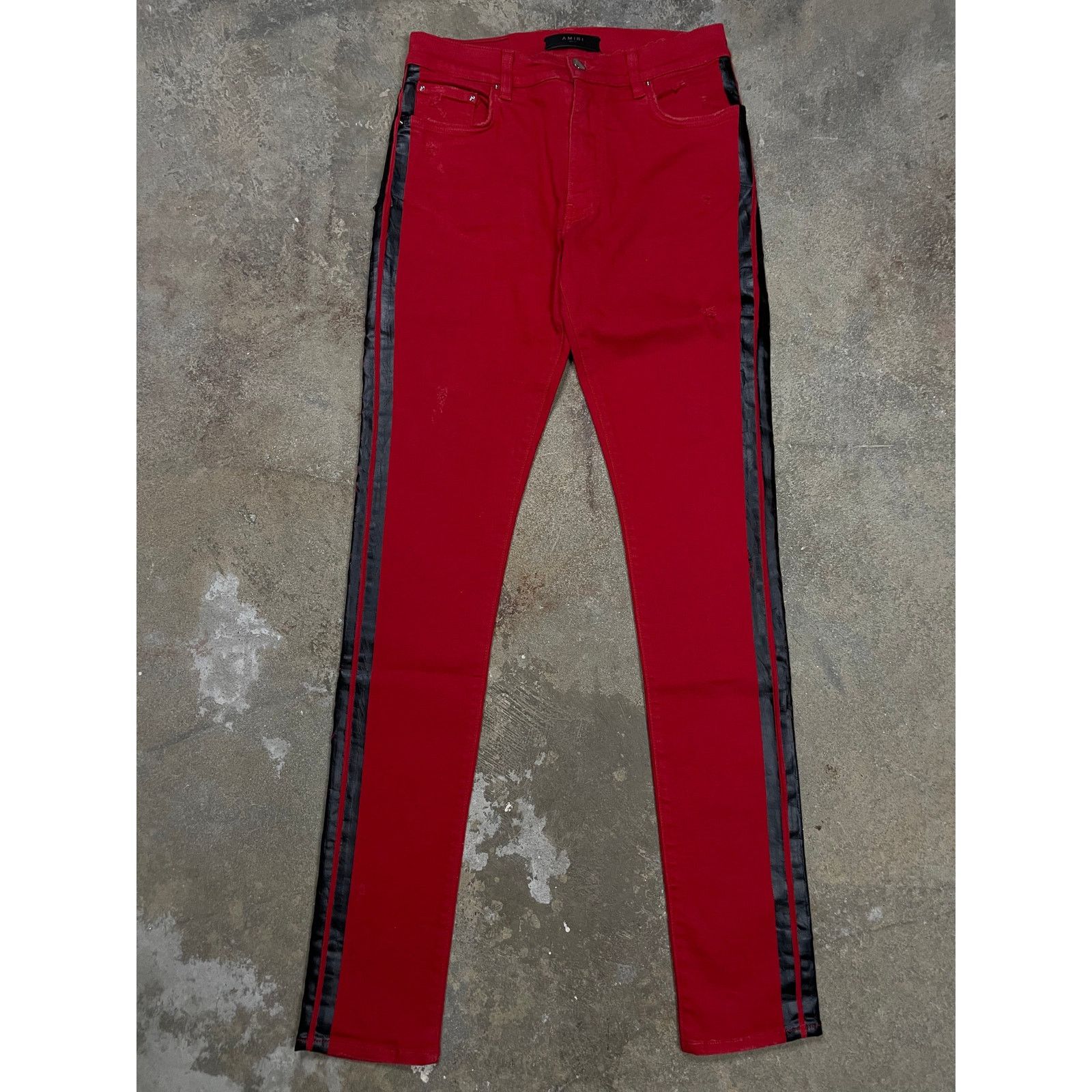 Amiri Amiri Jeans Thrasher Red Black Stripe Used 31 Size US 31 - 1 Thumbnail