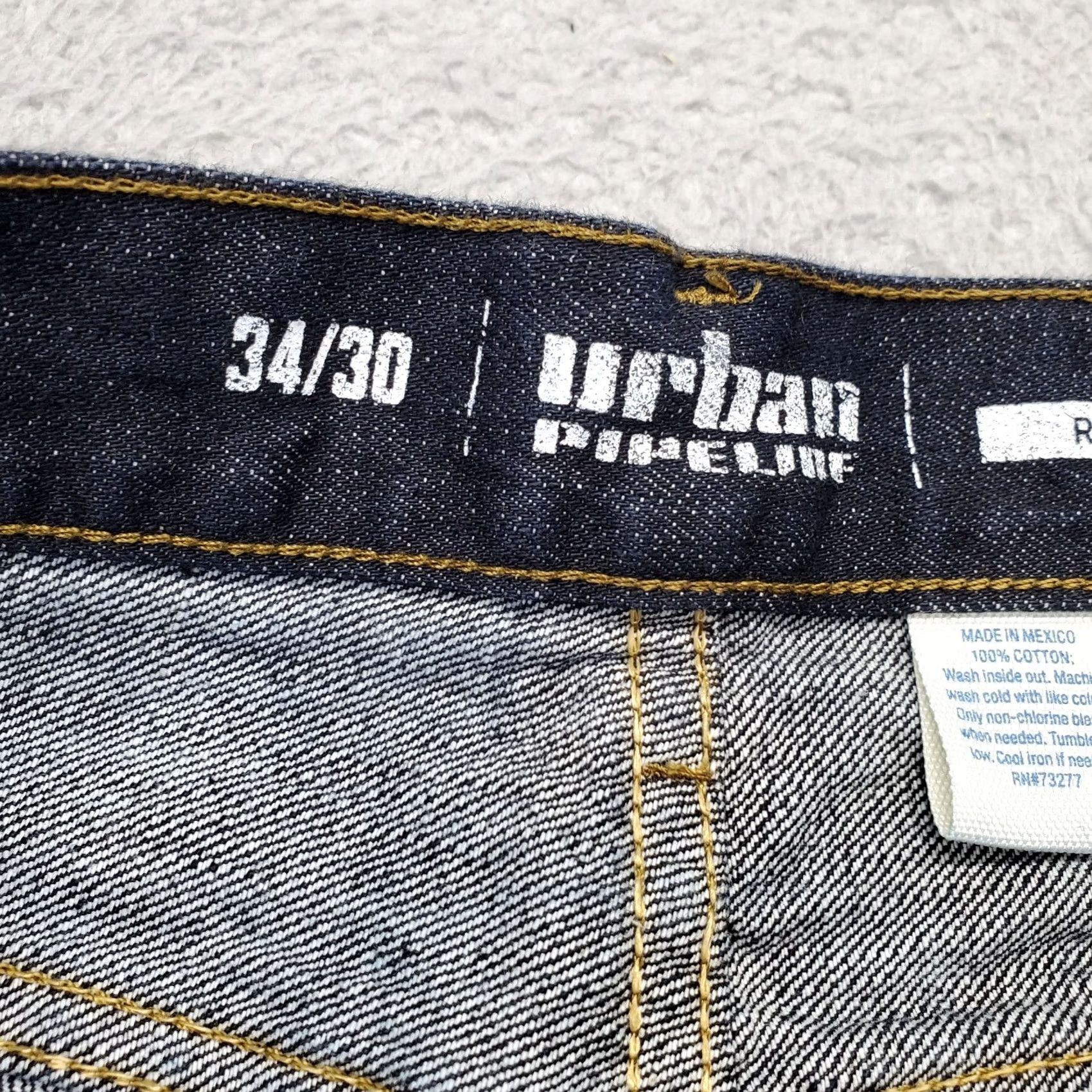Vintage Urban Pipeline Jeans Mens 34 Denim Navy Dark Wash Regular Fit Straight Leg Jeans Size US 34 / EU 50 - 6 Thumbnail