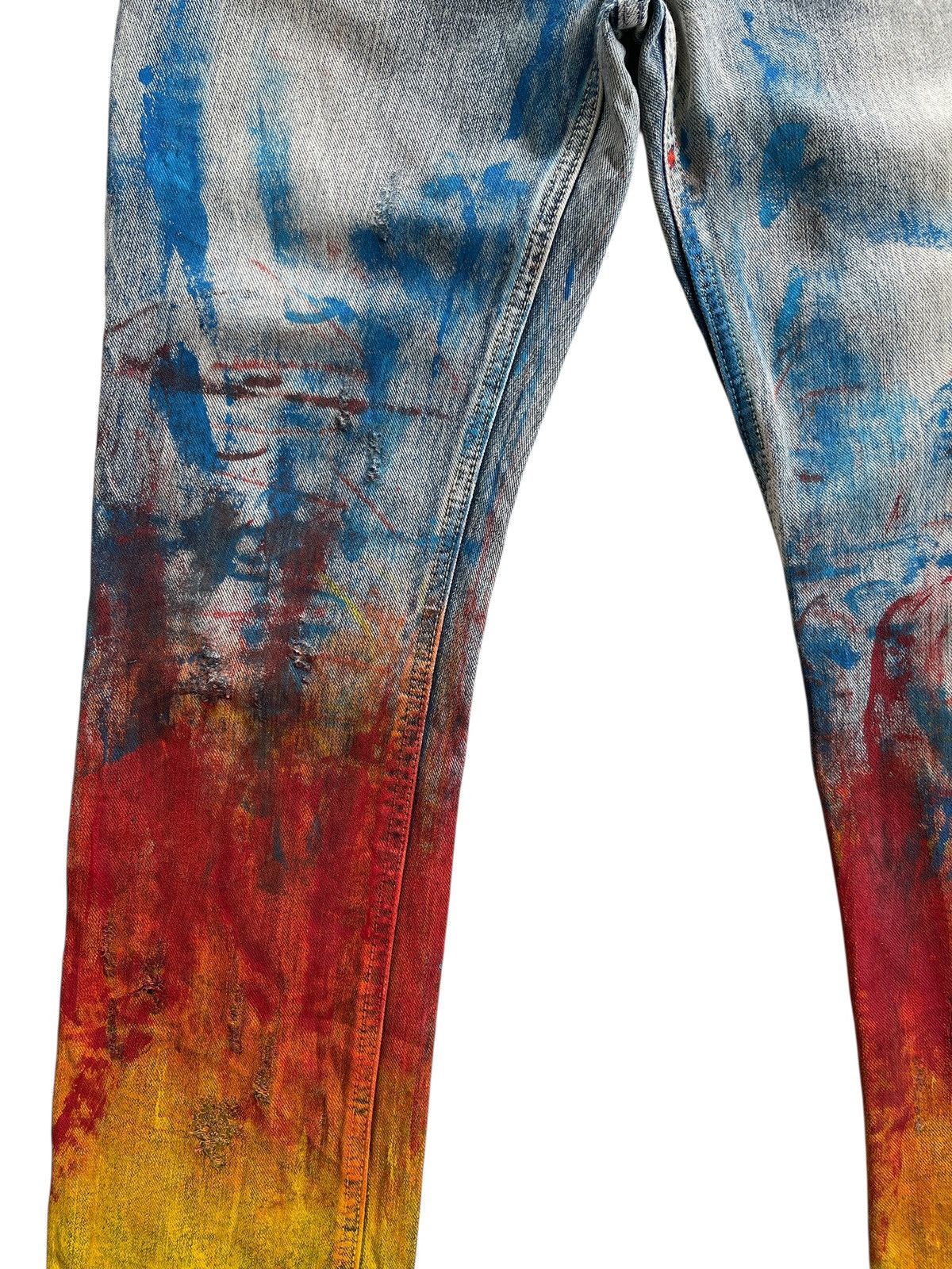Japanese Brand Yevs Japan Flame Paint Denim Streetwear Size 30" / US 8 / IT 44 - 10 Thumbnail
