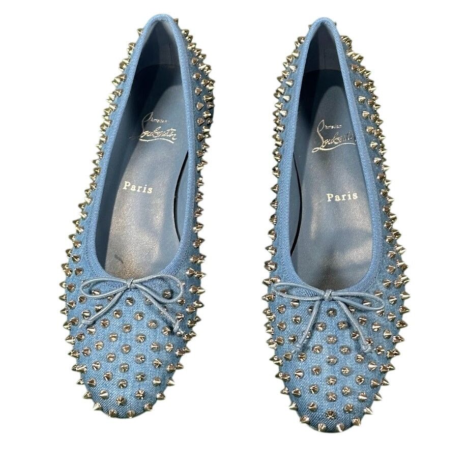 Christian Louboutin Christian Louboutin Sweetie Jane Spikes Denim Flats 40.5 NIB Size US 10.5 / IT 40.5 - 4 Thumbnail