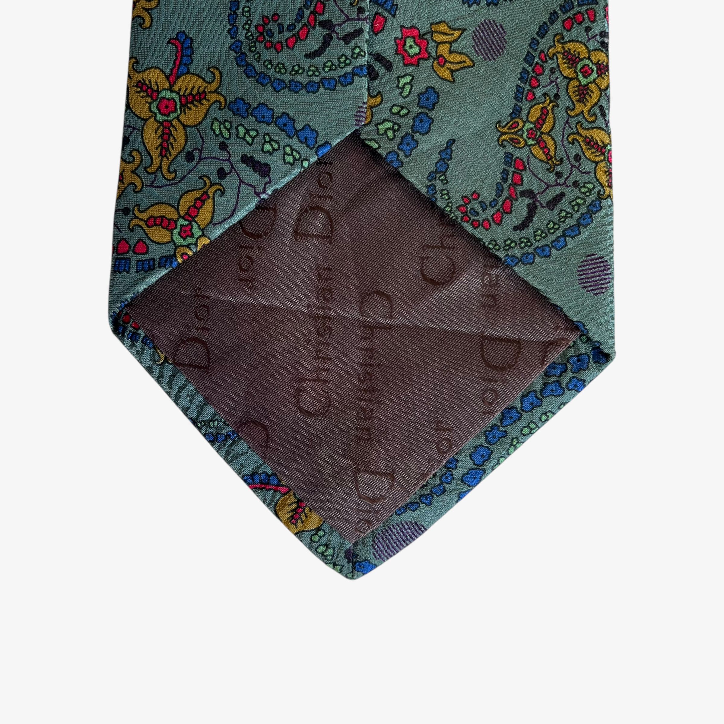 Dior Vintage 80s Christian Dior Abstract Paisley Floral Silk Tie Size ONE SIZE - 4 Thumbnail