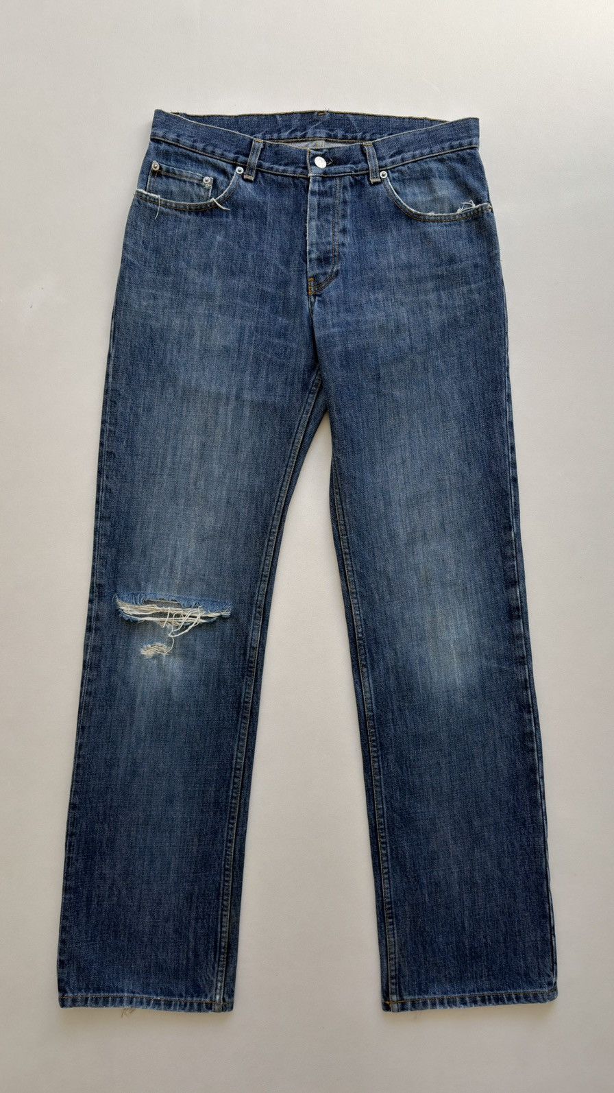 Helmut Lang Thrashed’ Vintage Classic Denim’ Jeans Size US 32 / EU 48 - 19 Thumbnail