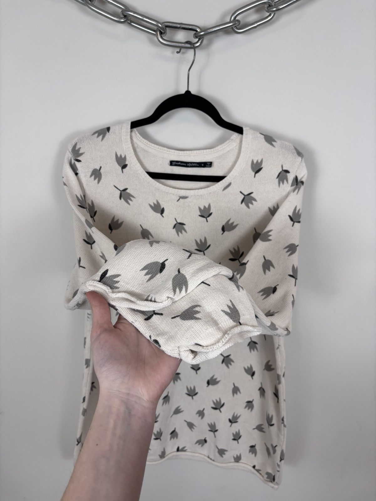 Gudrun Sjoden Gudrun Sjoden Women’s Leaf Pattern Cotton Sweater Pullover Size M / US 6-8 / IT 42-44 - 6 Thumbnail