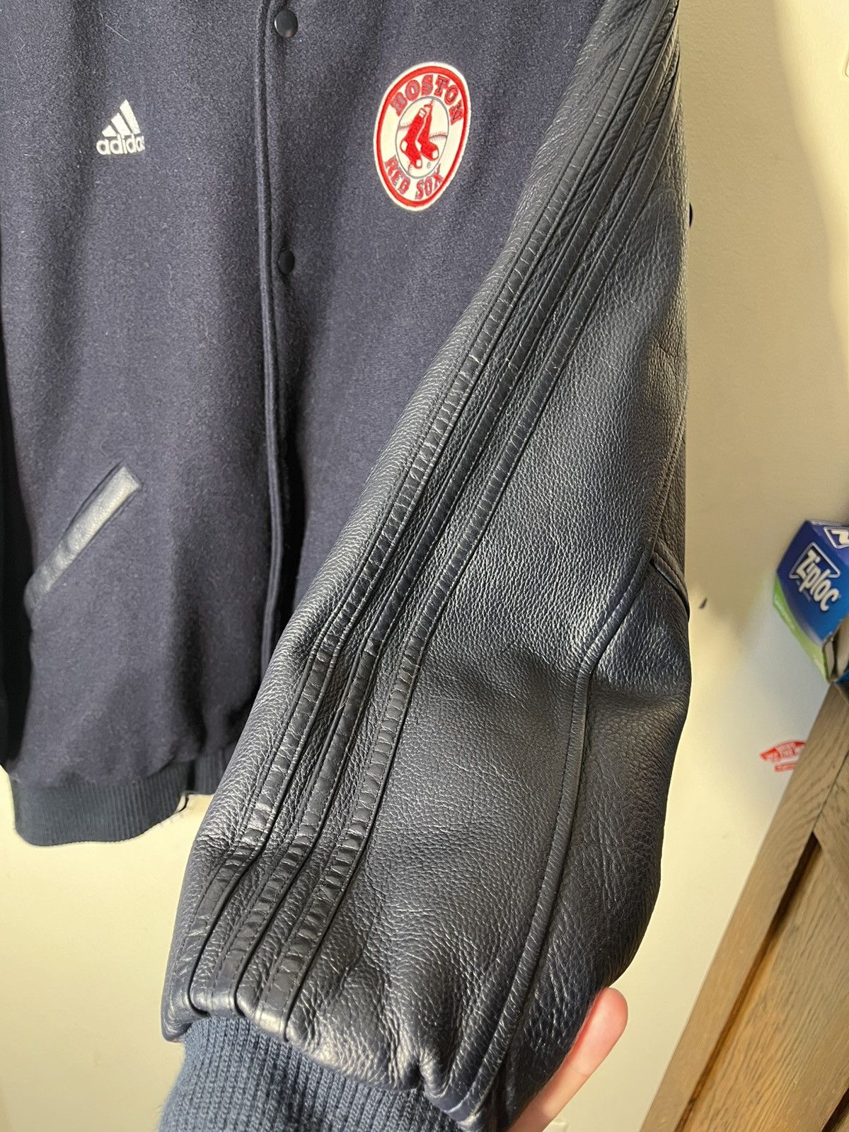 Adidas Vintage 90’s Adidas Boston Red Sox Leather Varsity m Jacket Size US L / EU 52-54 / 3 - 3 Thumbnail