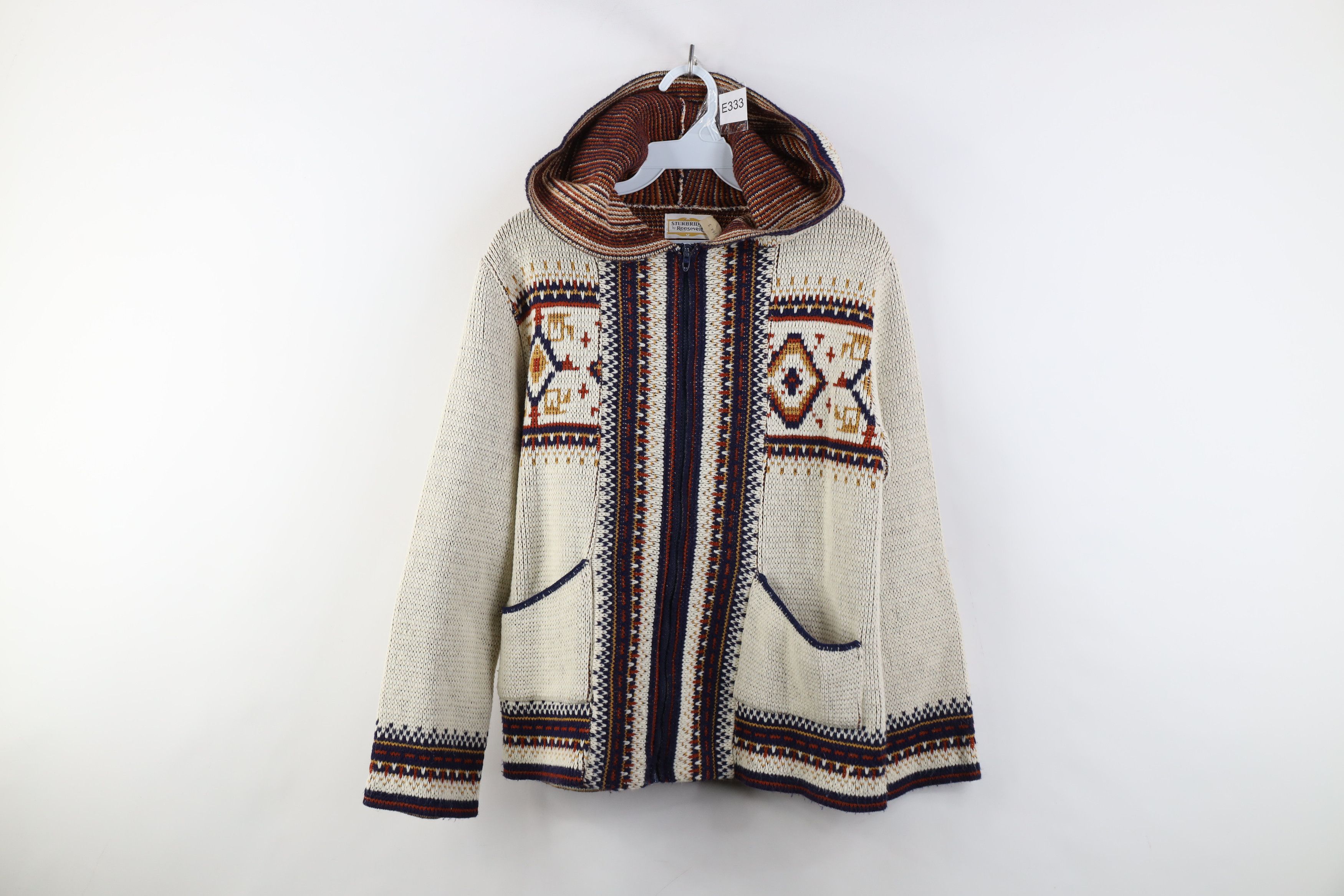 Vintage Vintage 70s Streetwear Fair Isle Full Zip Hoodie Sweater Size S / US 4 / IT 40 - 1 Thumbnail