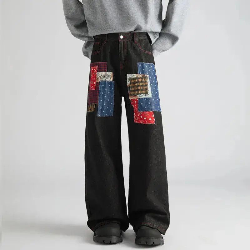 Japanese Brand Retro straight leg wide leg patchwork jeans Size US 32 / EU 48 - 6 Thumbnail