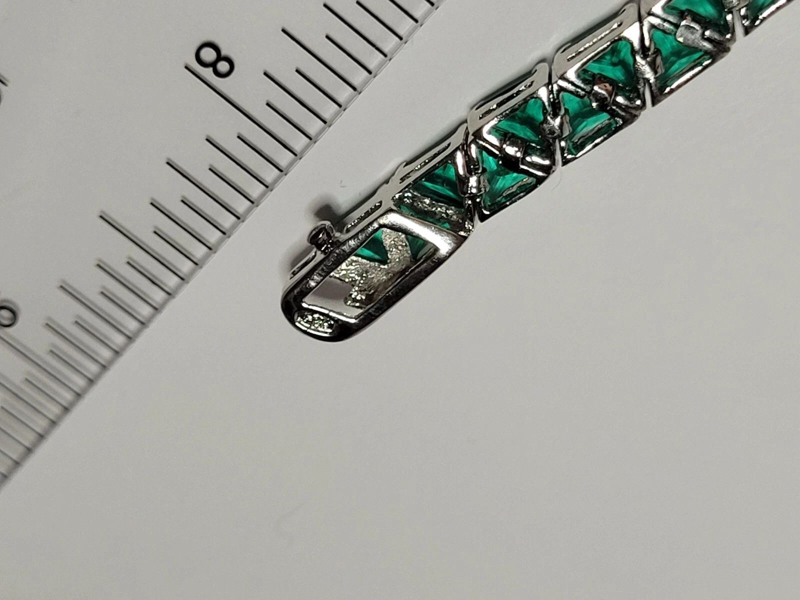 Sterling Silver Sterling Silver Tennis Bracelet 6.5" Green Silver Size ONE SIZE - 2 Thumbnail