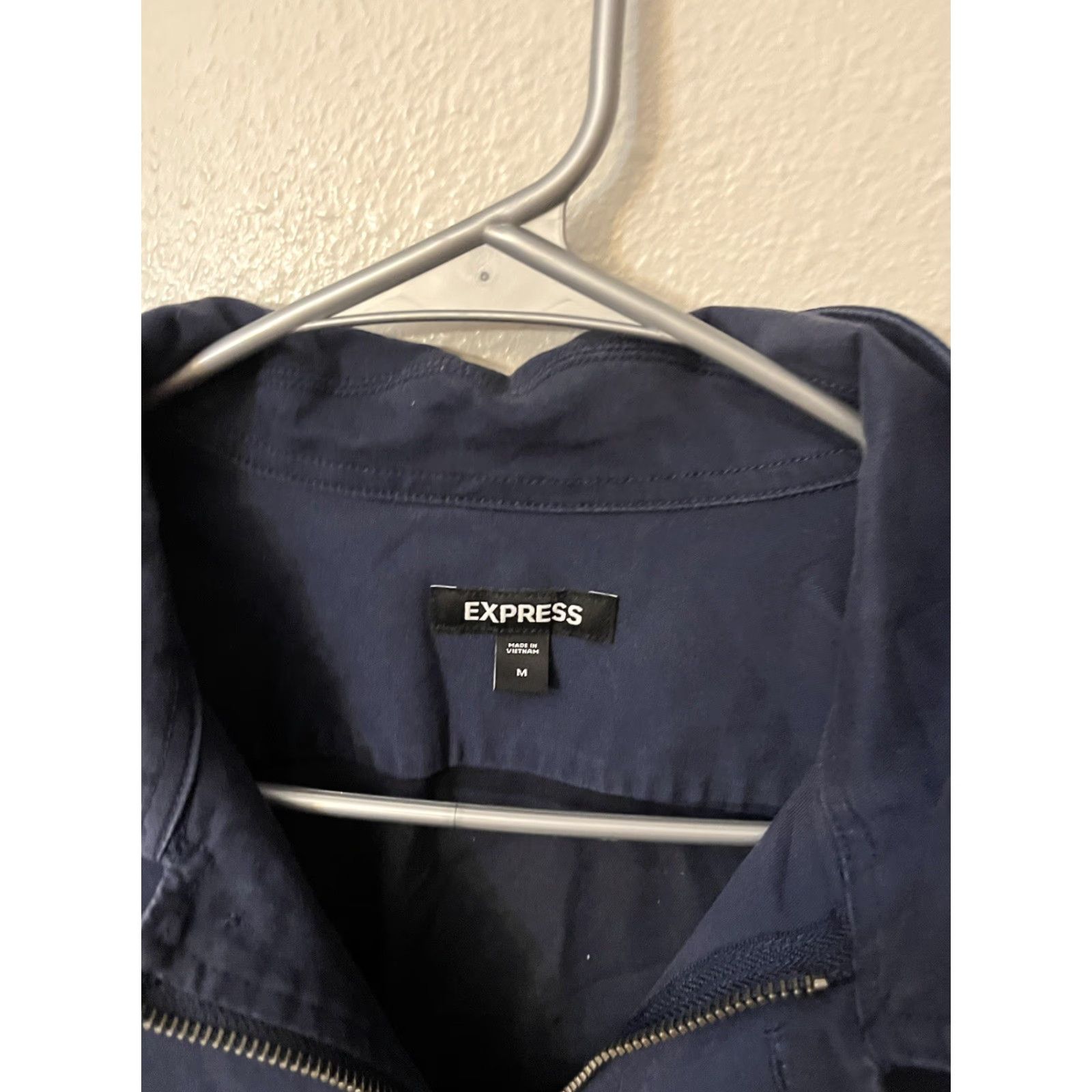 Express Express Men's Slim Zip Up Shirt Jacket M Navy Blue Jacket Size US M / EU 48-50 / 2 - 3 Thumbnail