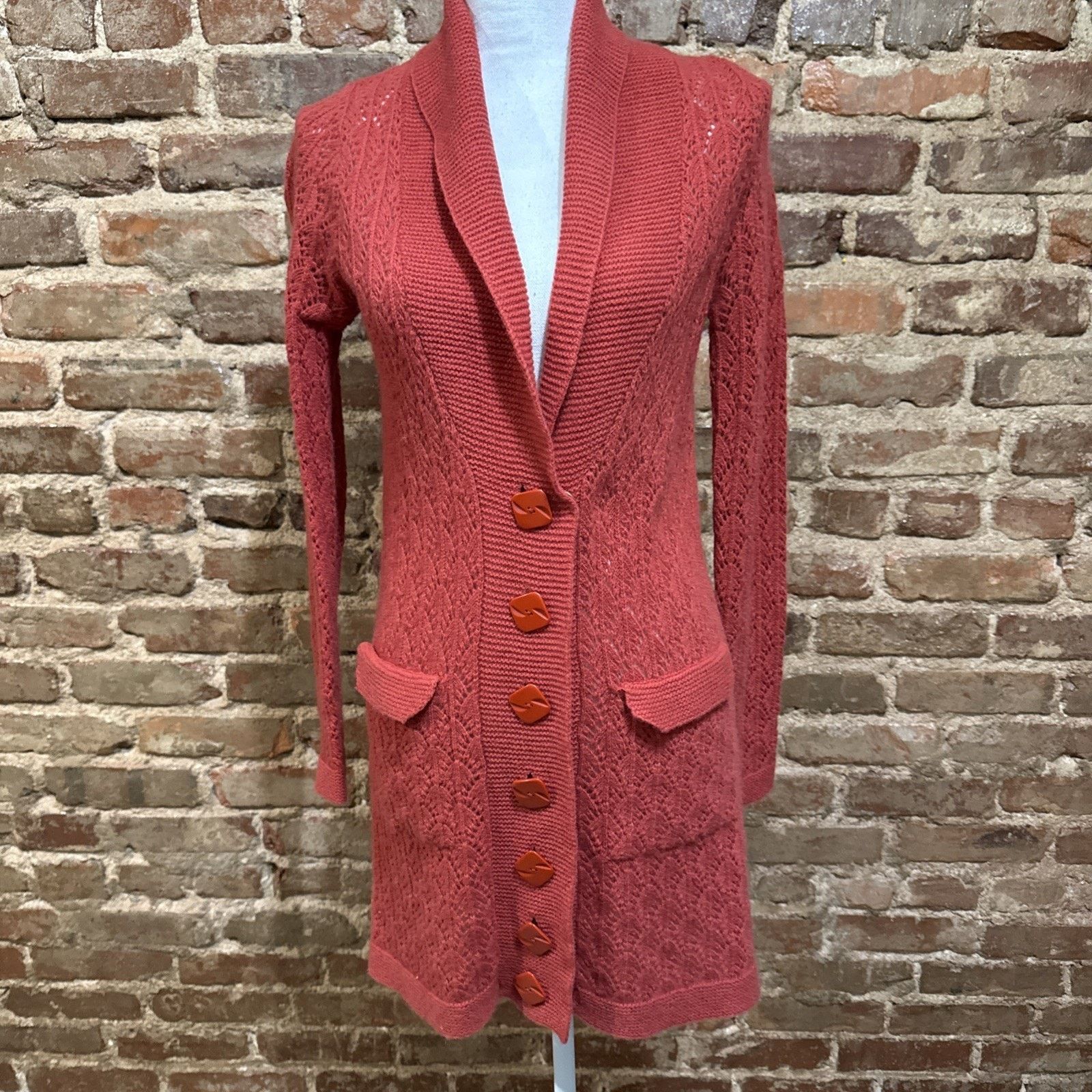 Anthropologie Anthro Sparrow Lambswool Angora Cardigan Rust Small pockets Size S / US 4 / IT 40 - 1 Thumbnail