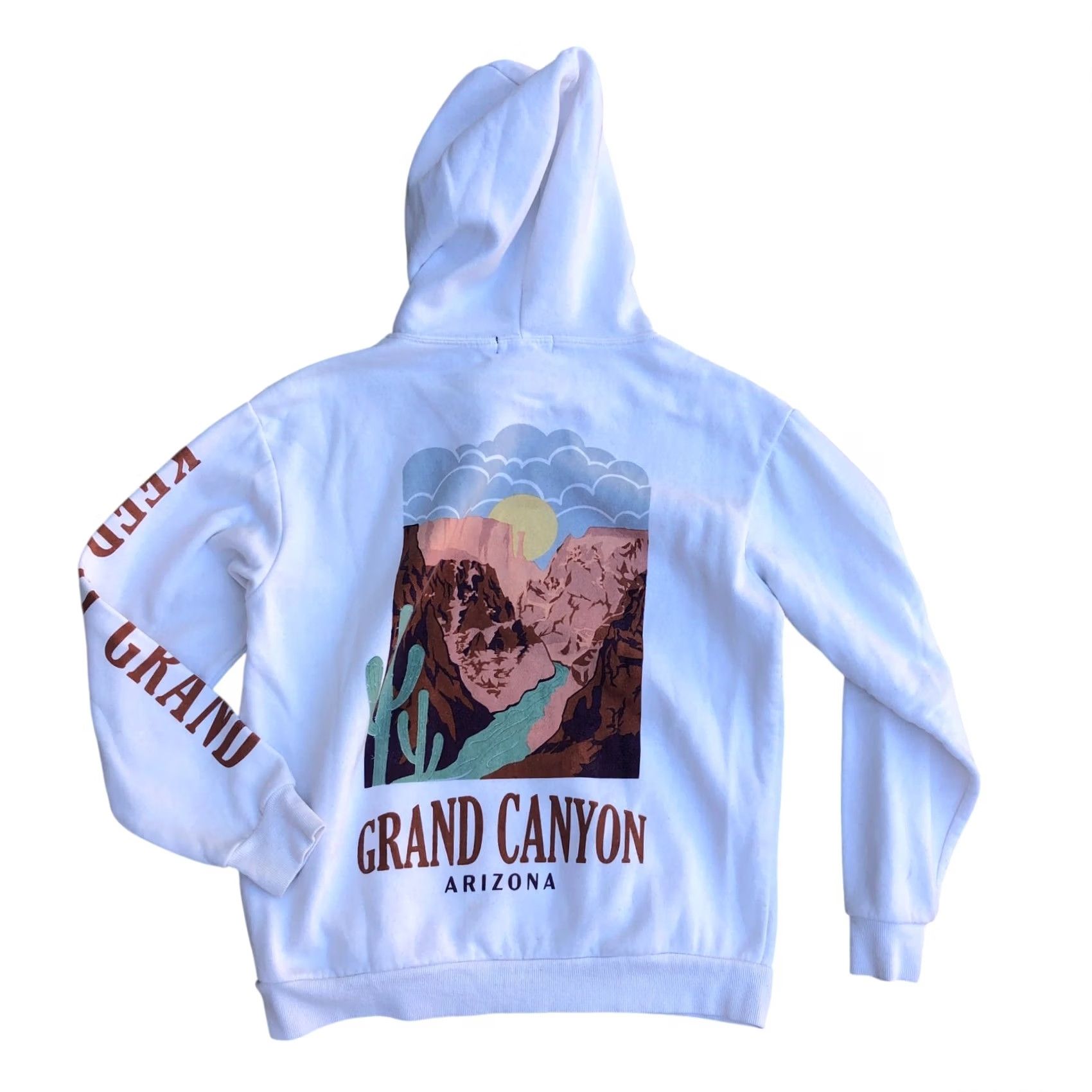 Vintage SOCIAL SCENE Grand Canyon Arizona Hoodie Sweatshirt MEDIUM White Pullover Top Mens Blue? Size US M / EU 48-50 / 2 - 2 Thumbnail