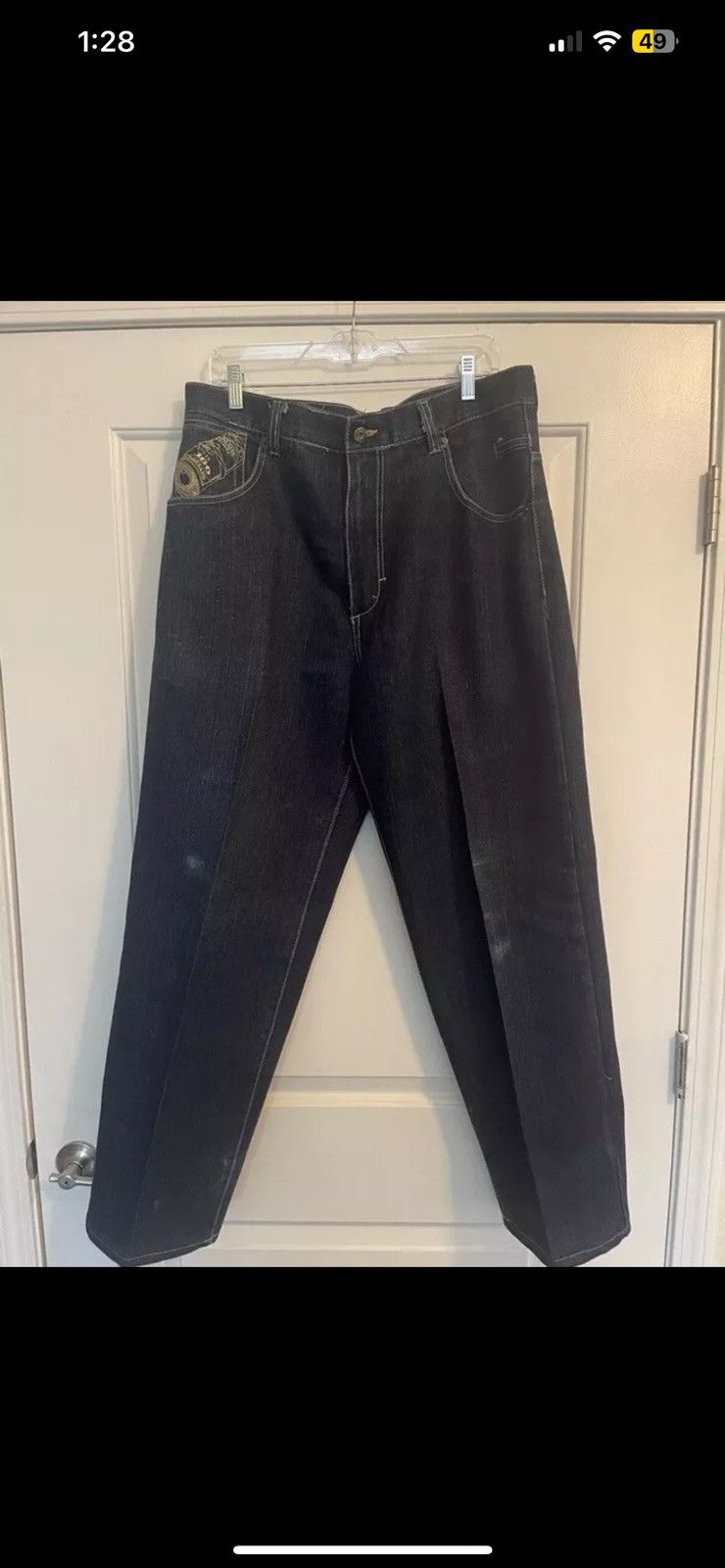 Vintage Men's Raw Embroidered Fashion Blue Jeans Sz. 36x34 Size US 36 / EU 52 - 1 Thumbnail