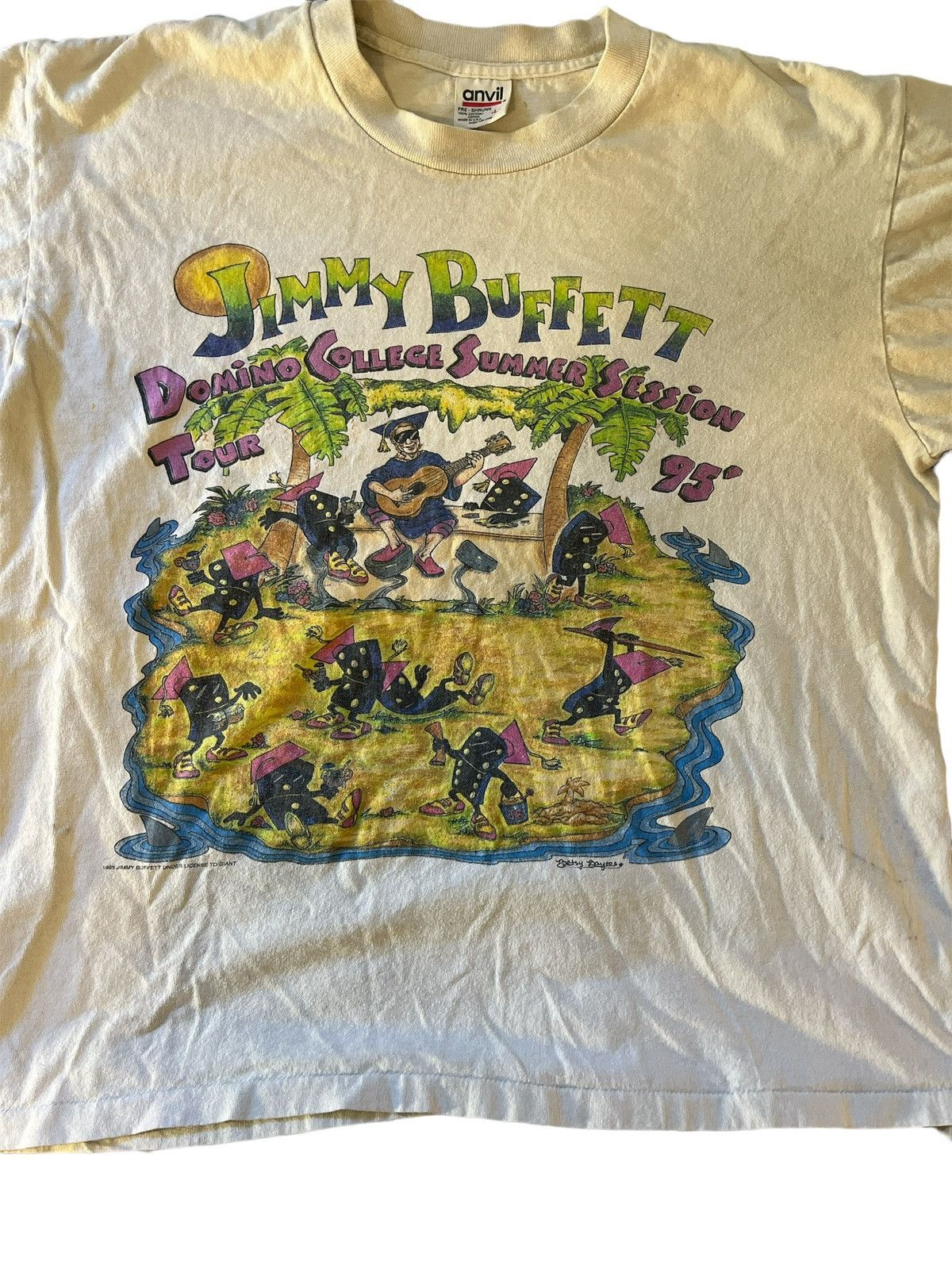 T-shirt Vintage Jimmy Buffet The Outpost Tour Années 90 - Taille XL, Blanc, En Coton, Occasion