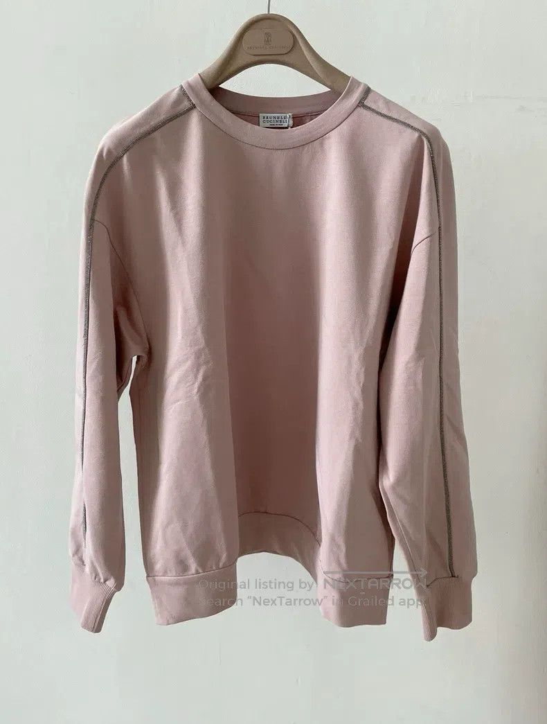 Brunello Cucinelli Brunello Cucinelli Light pink cotton beaded round-neck hoo Size S / US 4 / IT 40 - 1 Thumbnail