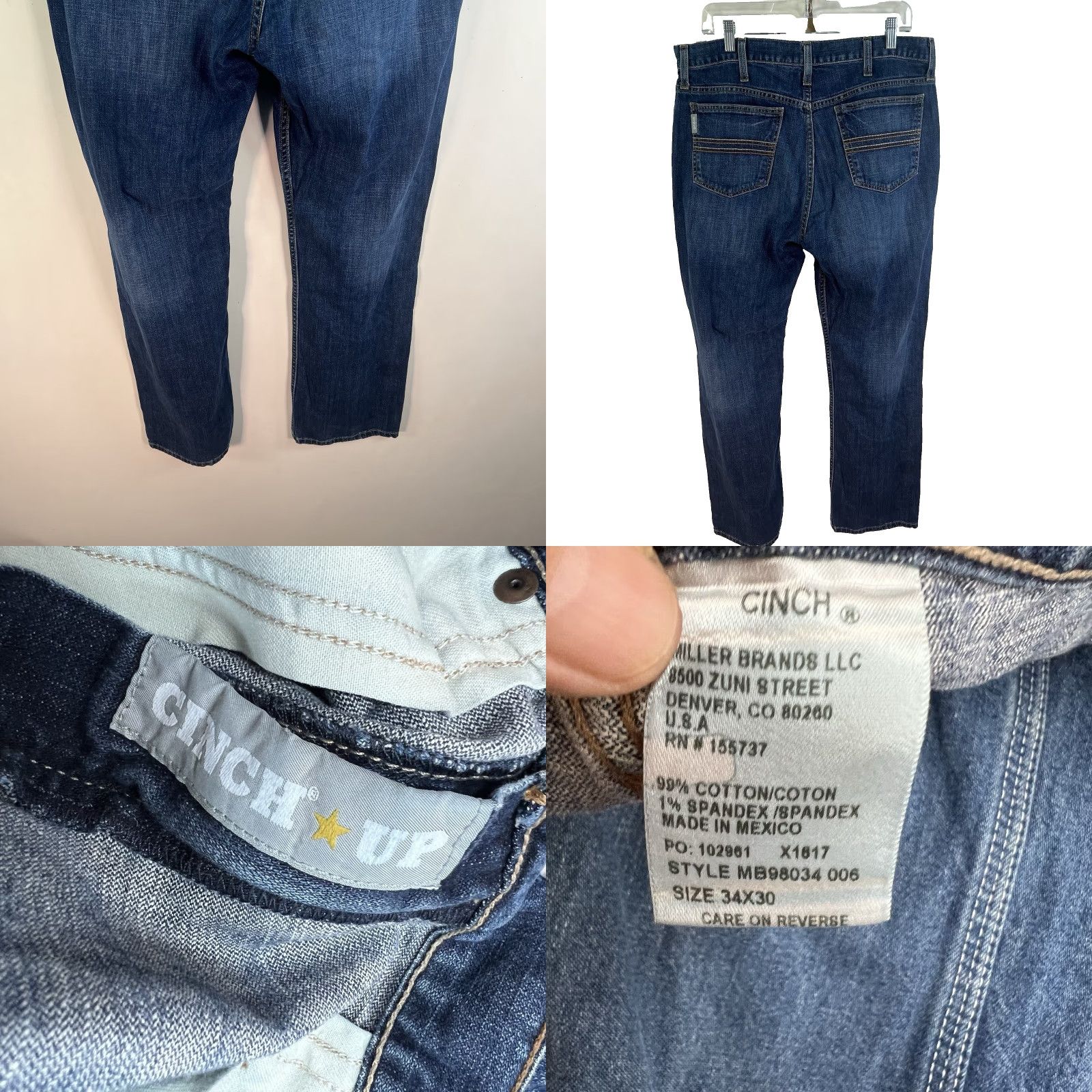 Denime Chinch Denim Jeans | Straight Fit | Mens Size 34 | Blue Size US 34 / EU 50 - 8 Thumbnail
