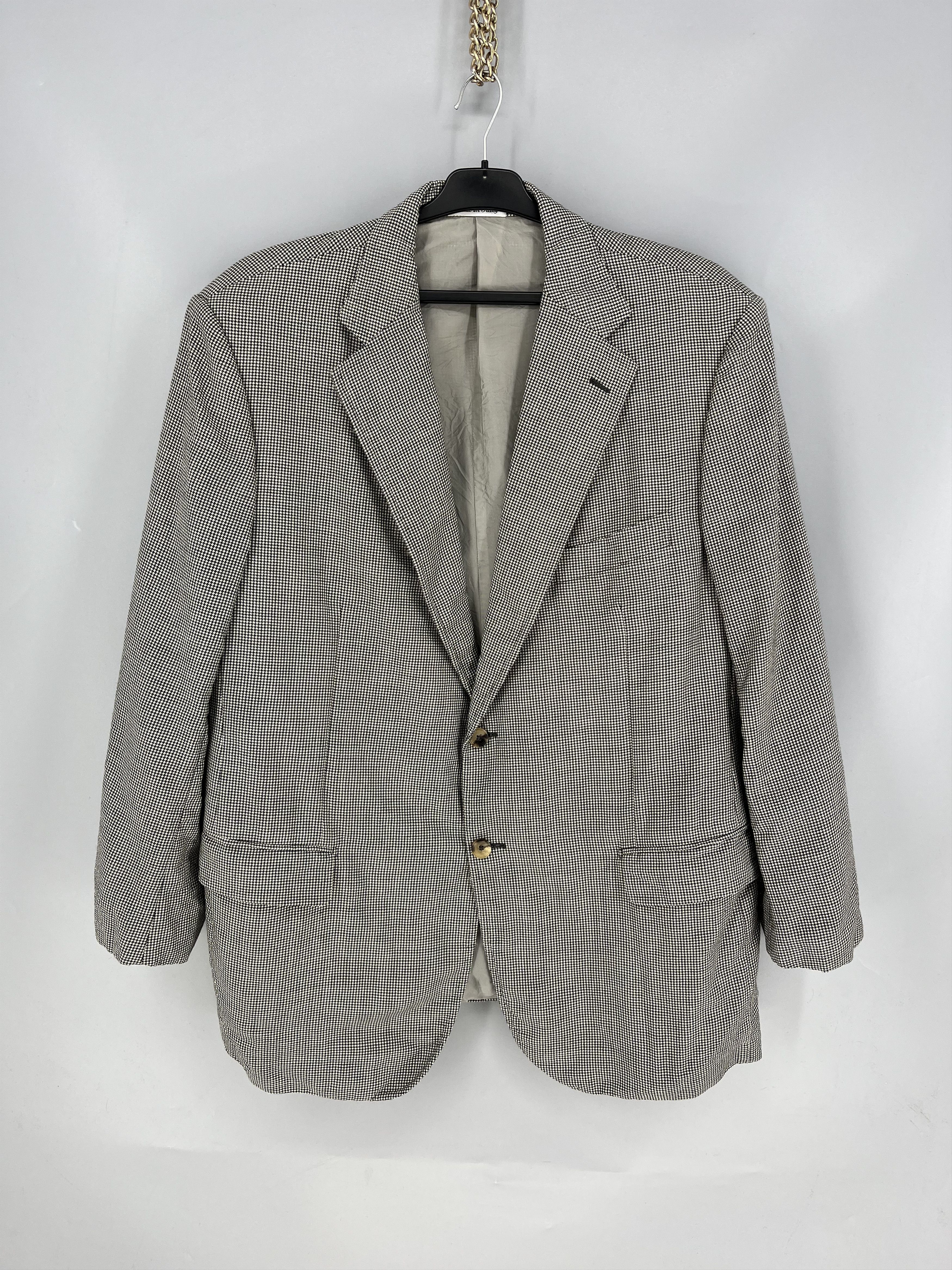 Pal Zileri PAL ZILERI Blazer Jacket Grey Houndstooth Wool 3 Button Size 52R - 1 Thumbnail