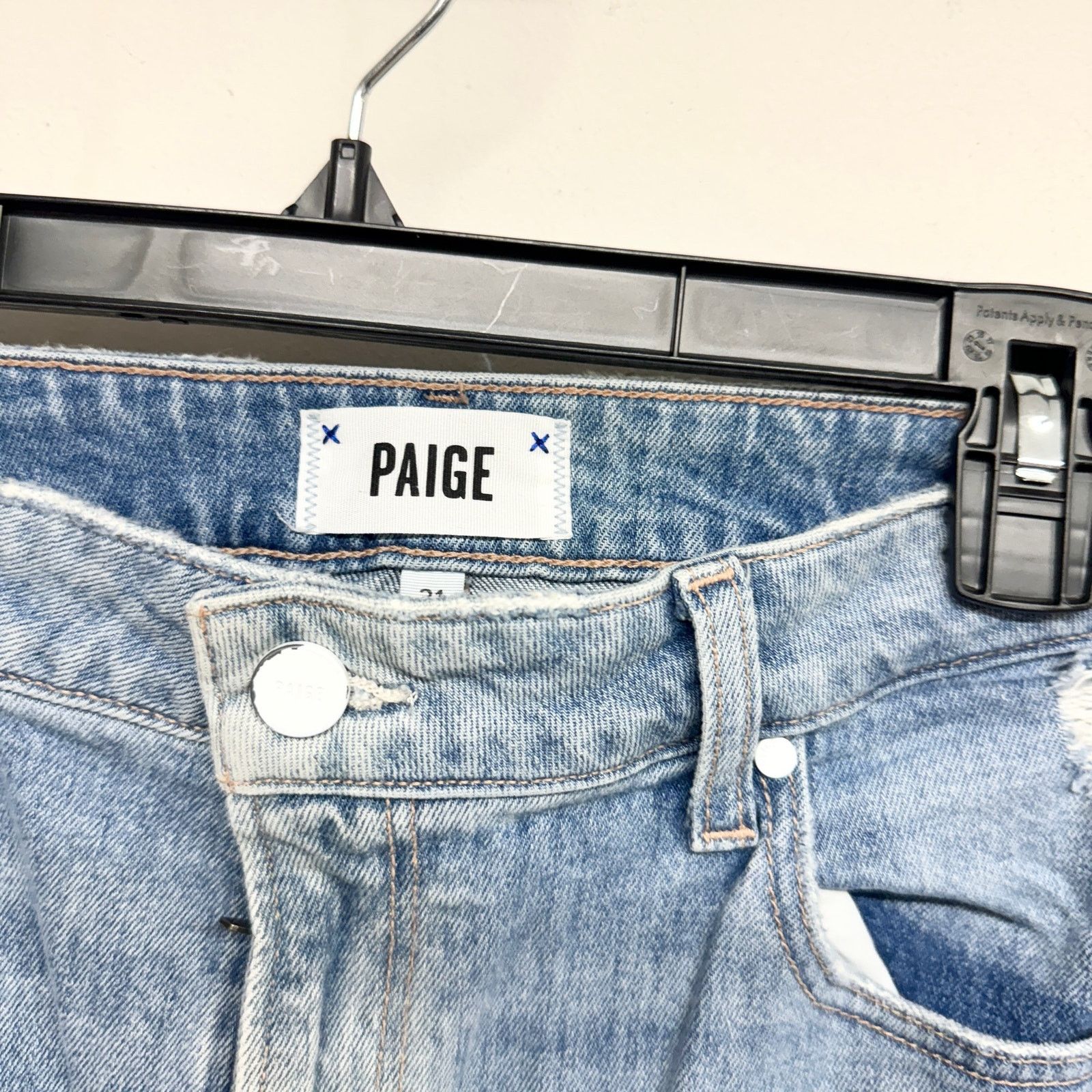Paige PAIGE Sarah Slim w/ Raw Details Laken Distressed Jeans 31 Size 31" - 3 Thumbnail