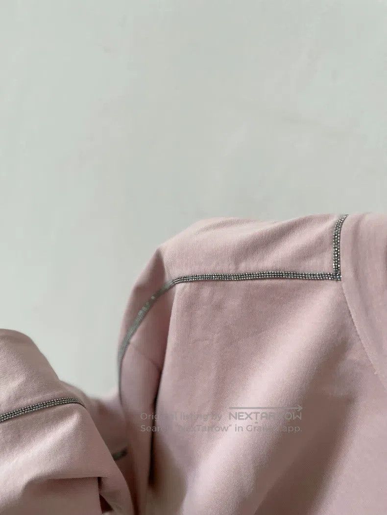 Brunello Cucinelli Brunello Cucinelli Light pink cotton beaded round-neck hoo Size S / US 4 / IT 40 - 3 Thumbnail