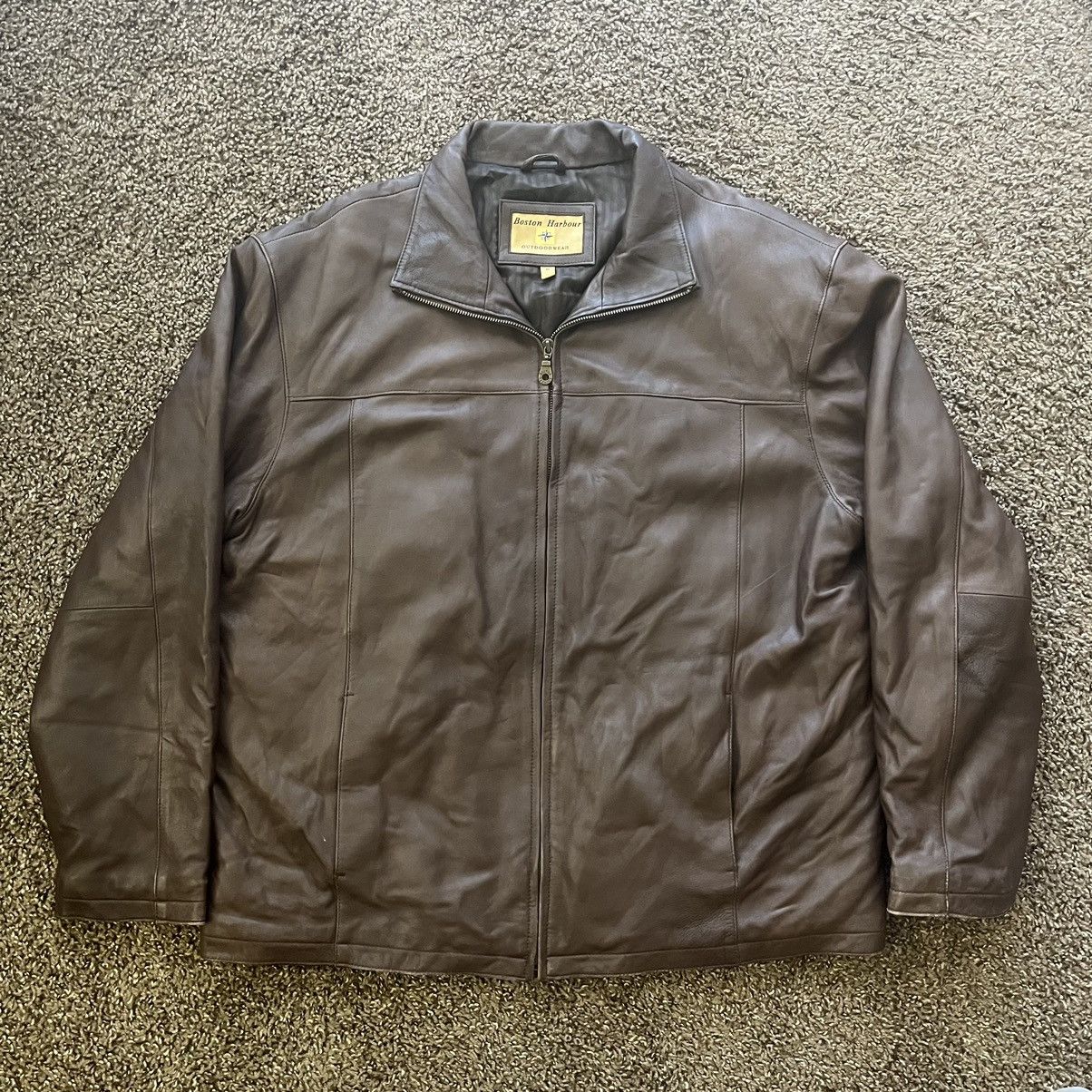 image of Dockers Brown XL Boston Harbour Leather Jacket, Men's