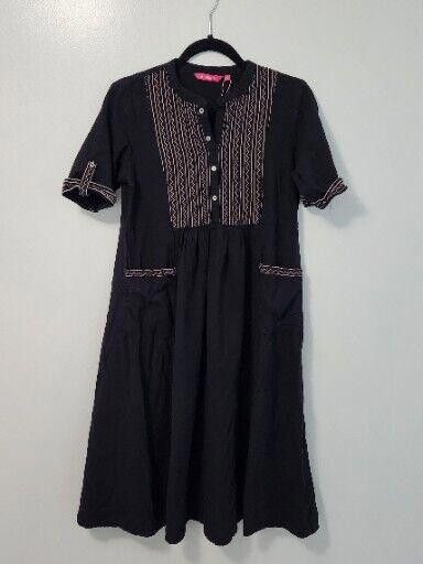 Designer Ethnicity Dress Medium Black Embroidered Short Sleeve Indian Size M / US 6-8 / IT 42-44 - 1 Thumbnail