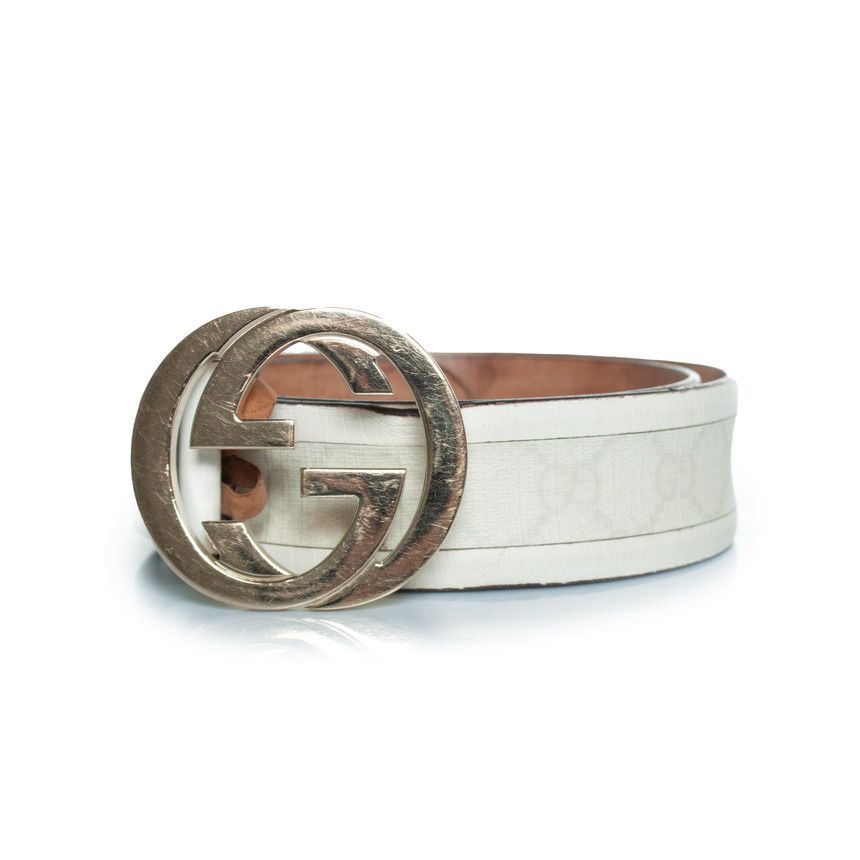 Gucci Gucci, monogram canvas and leather GG buckle belt Size ONE SIZE - 6 Thumbnail