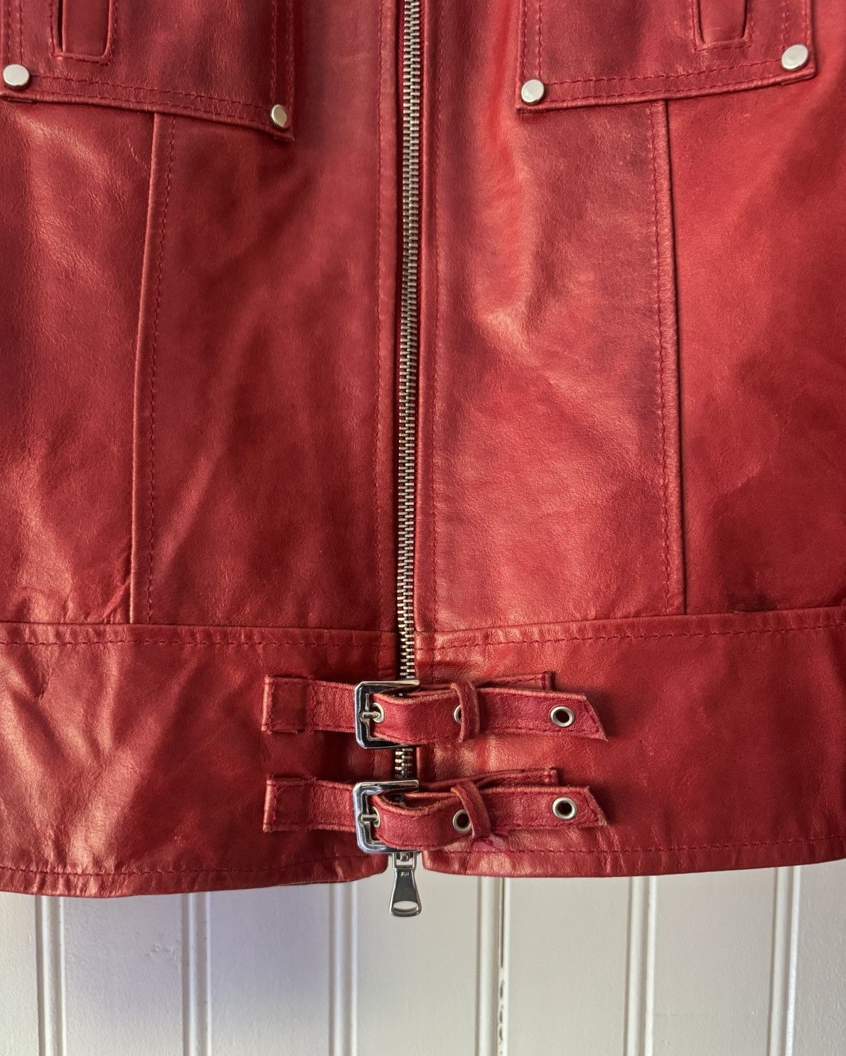 Leather Red Leather Biker Jacket Size US S / EU 44-46 / 1 - 3 Thumbnail