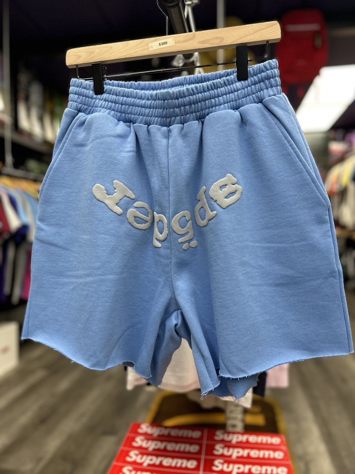 Sp5der Sp5der dusty blue OG web V2 sweatshorts Size US 40 / EU 56 - 1 Thumbnail