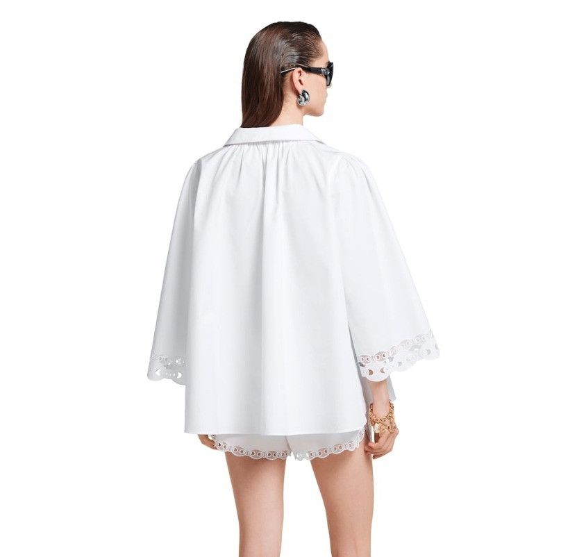 Gucci o1B3y1r0526 Cotton Poplin Shirt With Embroidered in White Size M / US 6-8 / IT 42-44 - 4 Thumbnail