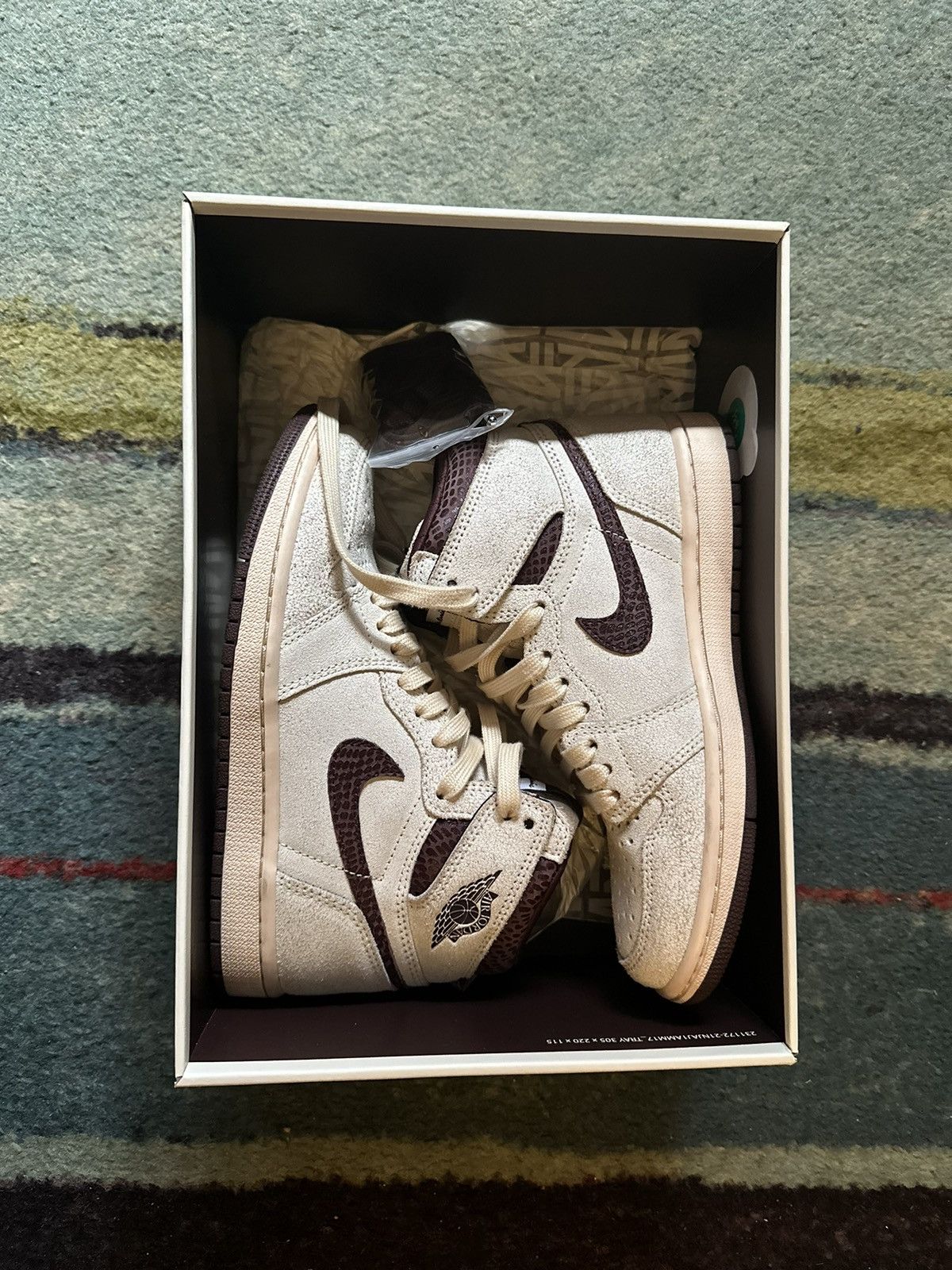 image of A Ma Maniére X Air Jordan 1 High Top Shoes in Cream, Men's (Size 5)