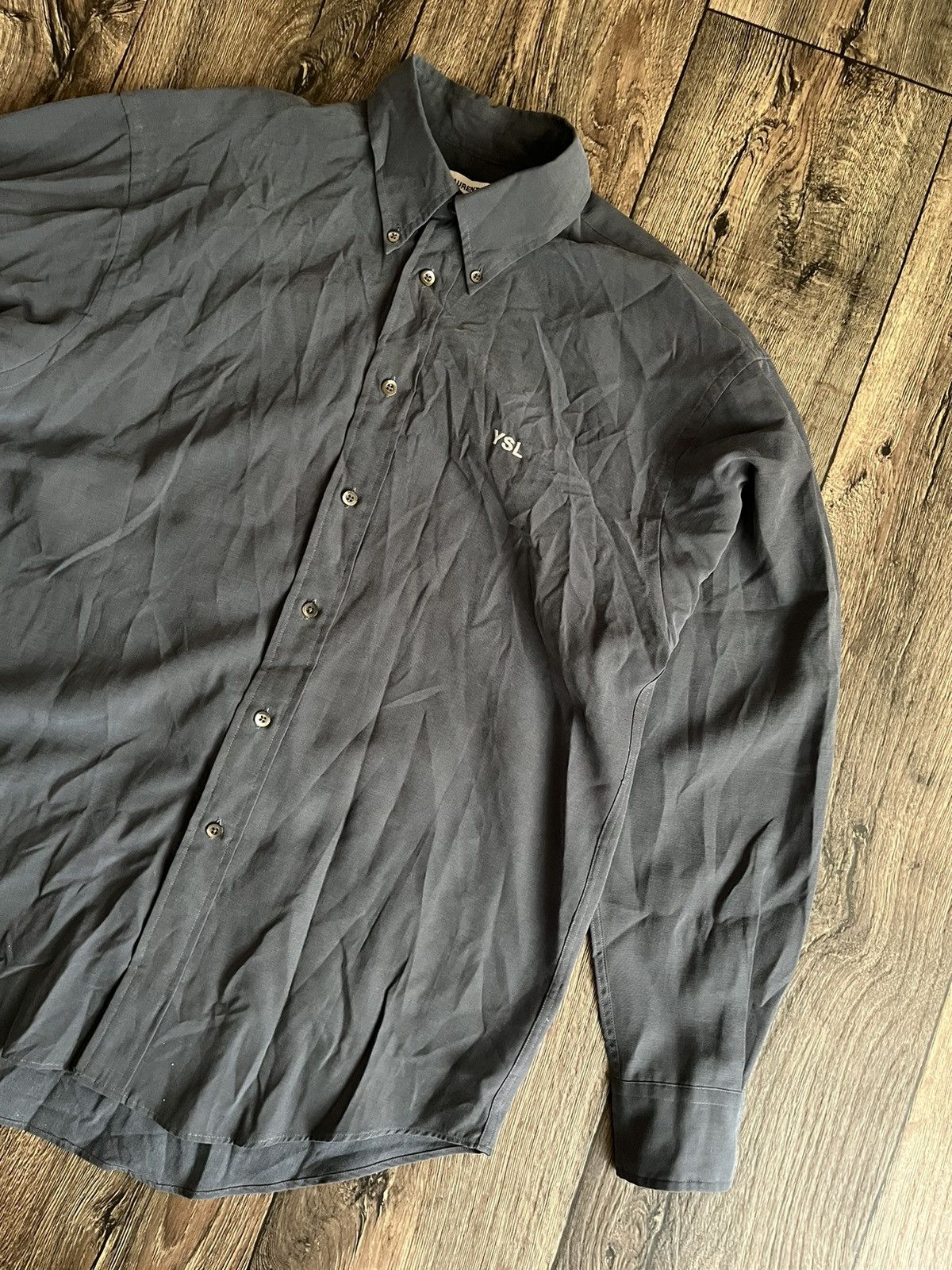 Designer × Yves Saint Laurent YVES SAINT LAURENT Vintage YSL Logo Shirt Button Ups Size US M / EU 48-50 / 2 - 2 Thumbnail