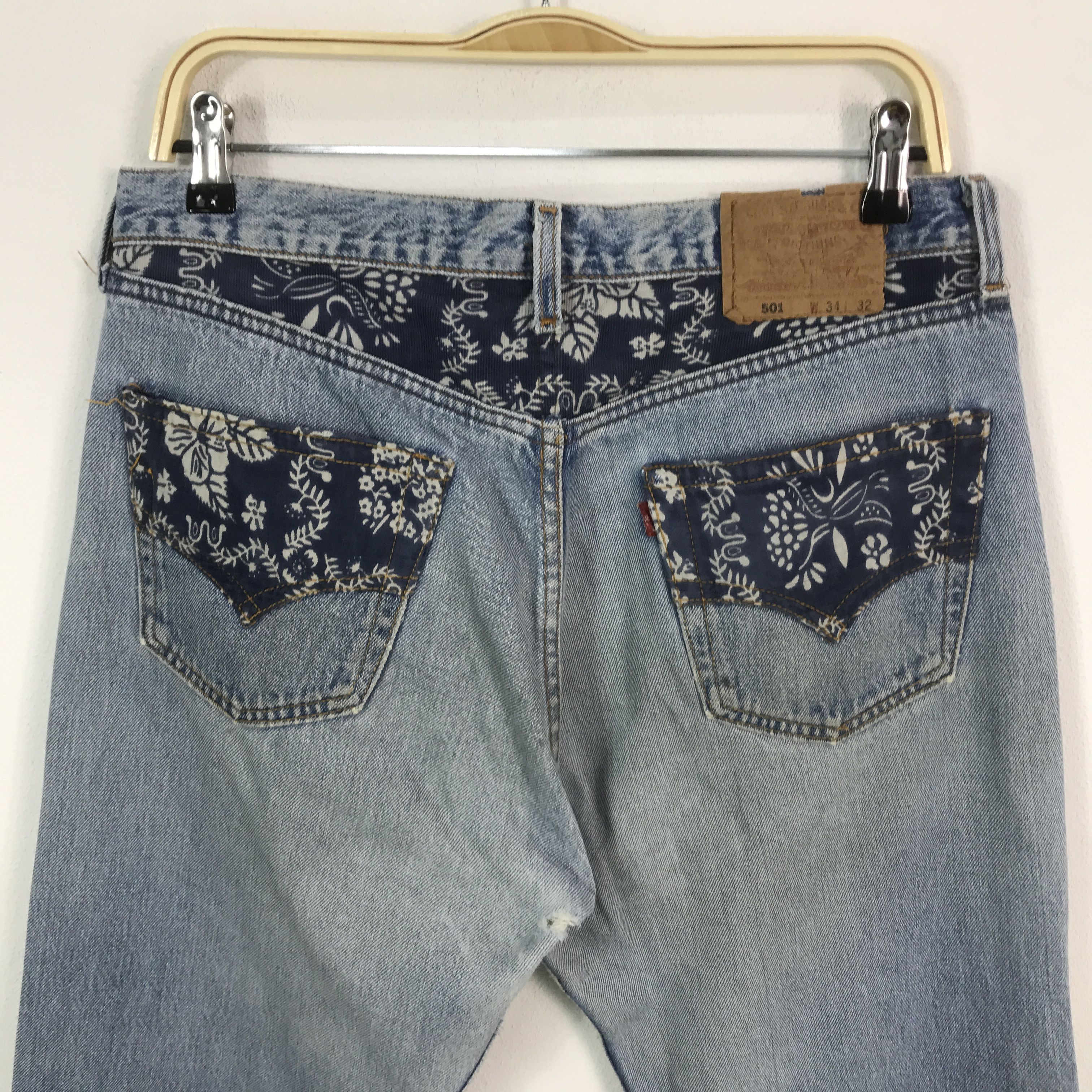 Levi's Vintage Clothing × Vintage Vtg Levi's 501 distressed patchwork denim jeans pants Size US 32 / EU 48 - 5 Thumbnail