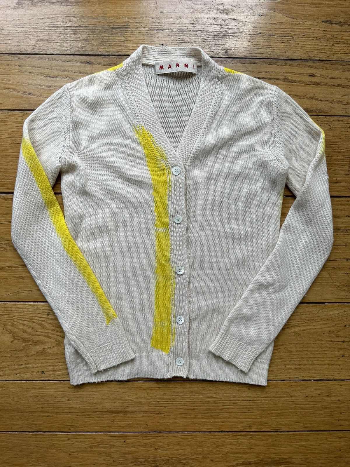 Image of Ss19 Marni Cashmere Cardigan in Eggshell, Women's (Size Small)