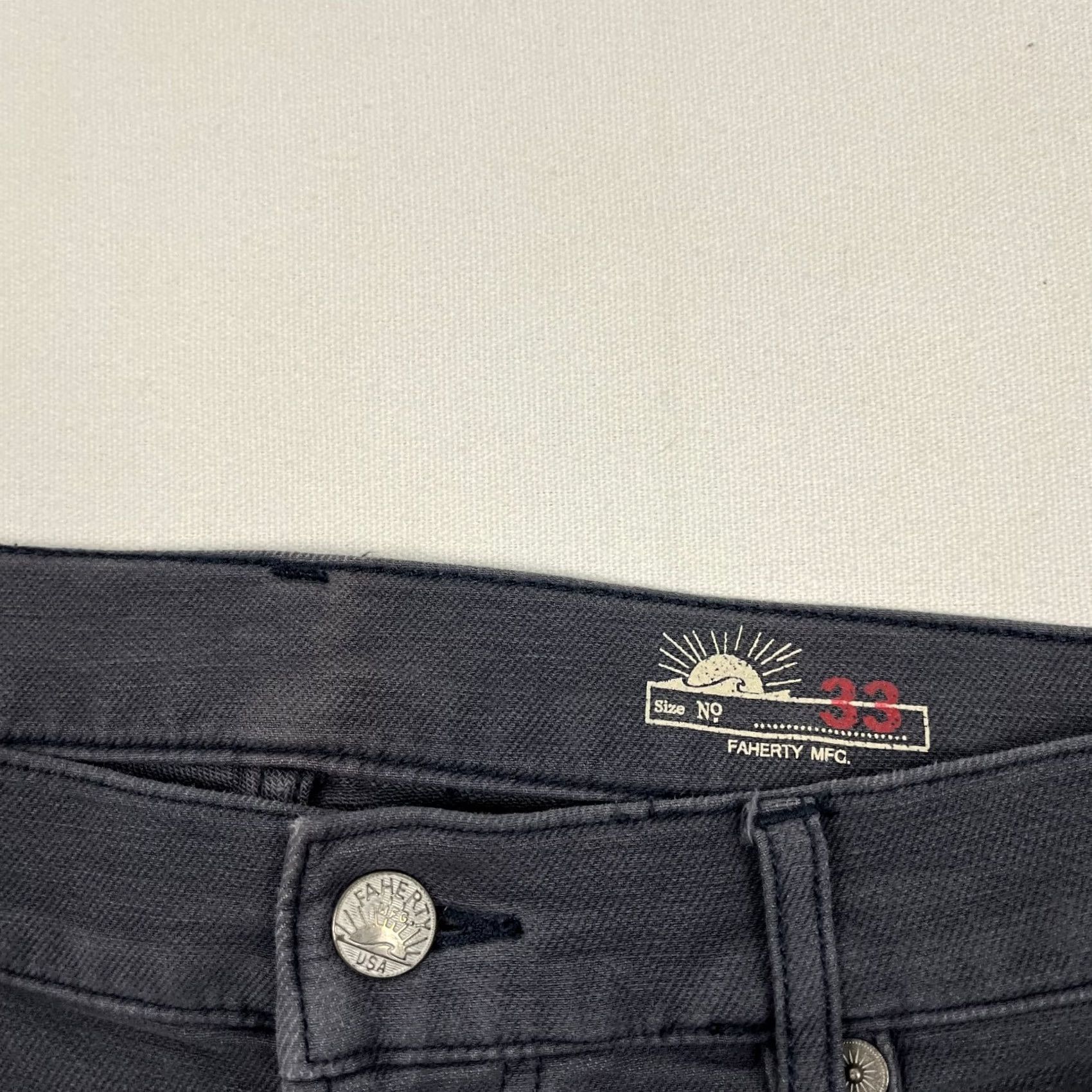 Faherty Faherty Pants Mens 33 x 29 5-Pocket Slim Straight Gray Cotton Blend Stretch Casual Prep Tapered Modern Size US 33 - 2 Thumbnail