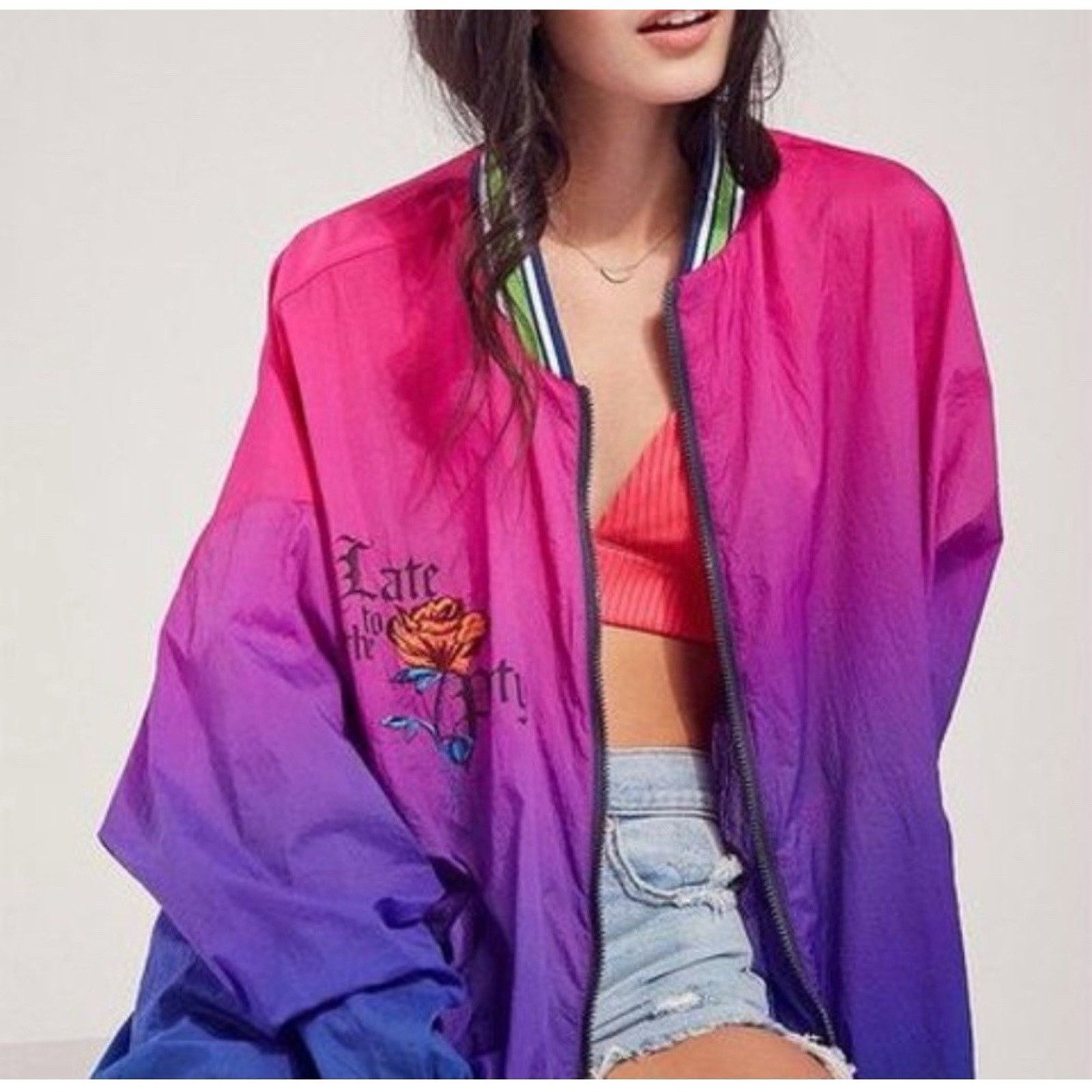 Other Silence + Noise Y2K Sz M Windbreaker Embroidery Butterfly Size M / US 6-8 / IT 42-44 - 4 Thumbnail