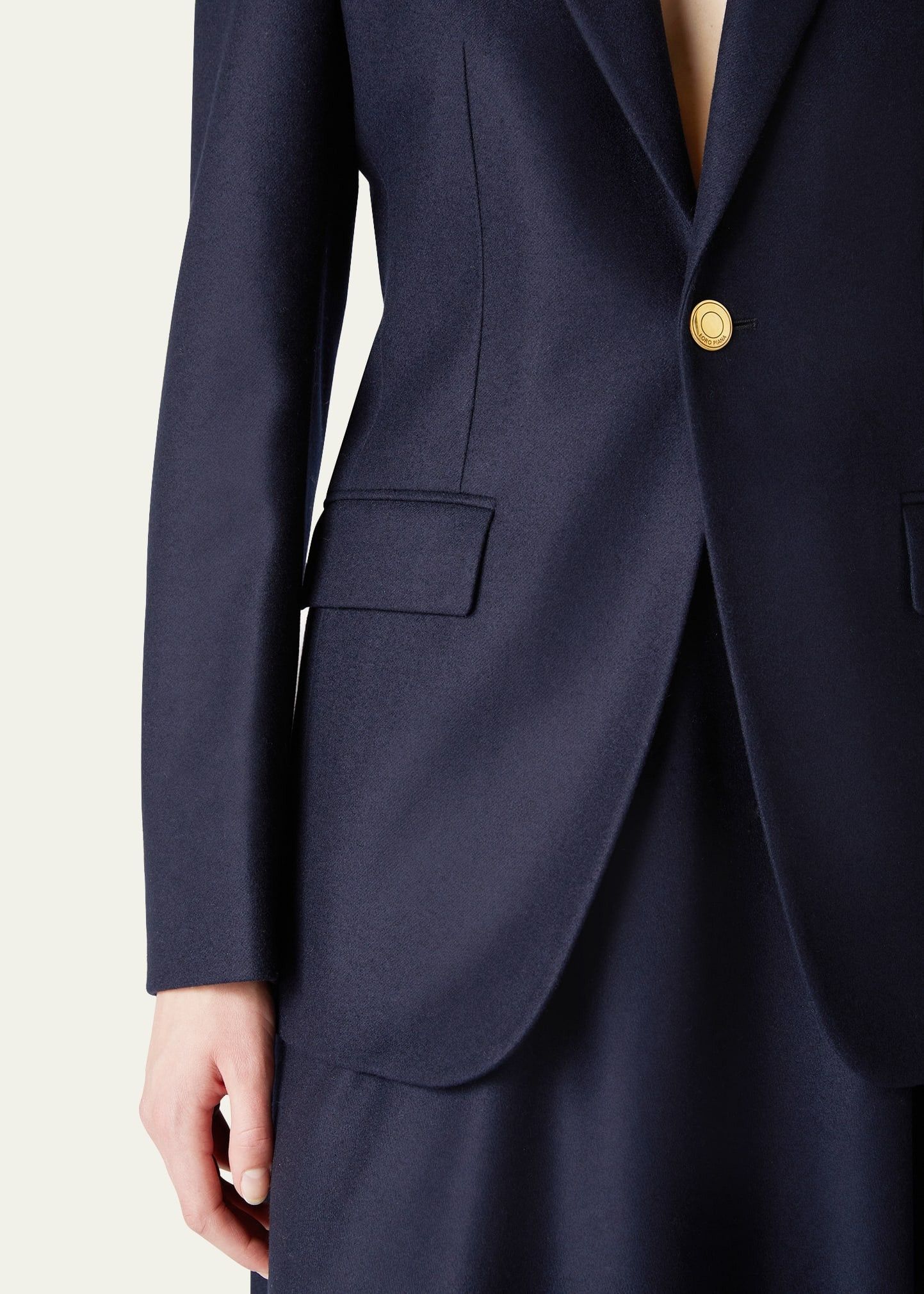 Loro Piana o1w1db10825 FAO5976 Hellen Single-Breasted Jacket Navy Blue Size S / US 4 / IT 40 - 5 Thumbnail