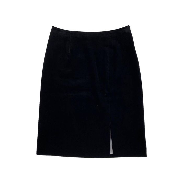 Vintage St Michael 80s Vintage Black Velvet High Waisted Midi Skirt ...