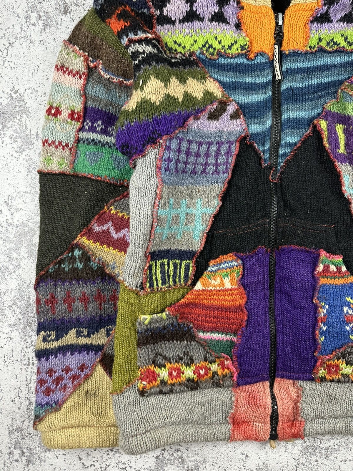 Designer Rare Hoodie Patchwork Wool Elf Jacket Nature Line Size US M / EU 48-50 / 2 - 2 Thumbnail