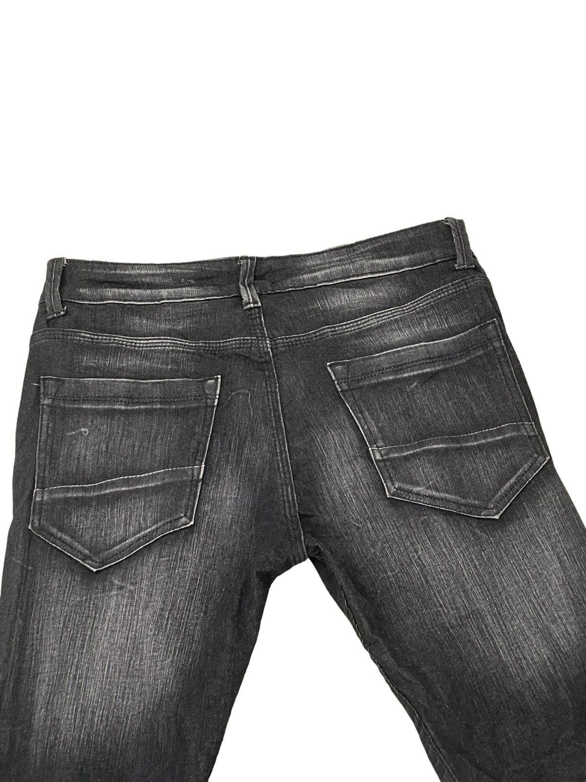 Japanese Brand Distress Jeans K.U.I. Faded Black Skinny Stretch Denim 8🟦6 Size US 31 - 19 Thumbnail