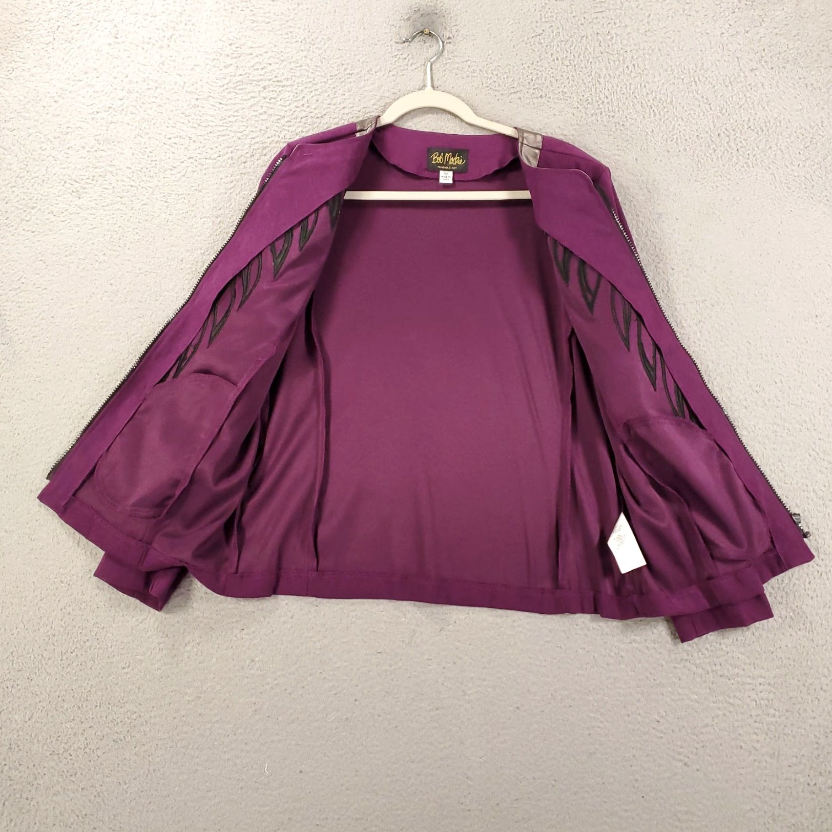 Bob Mackie Mackie Bob Wearable Art Cardigan Jacket Womens Medium Purple Faux Suede Leather Size M / US 6-8 / IT 42-44 - 2 Thumbnail
