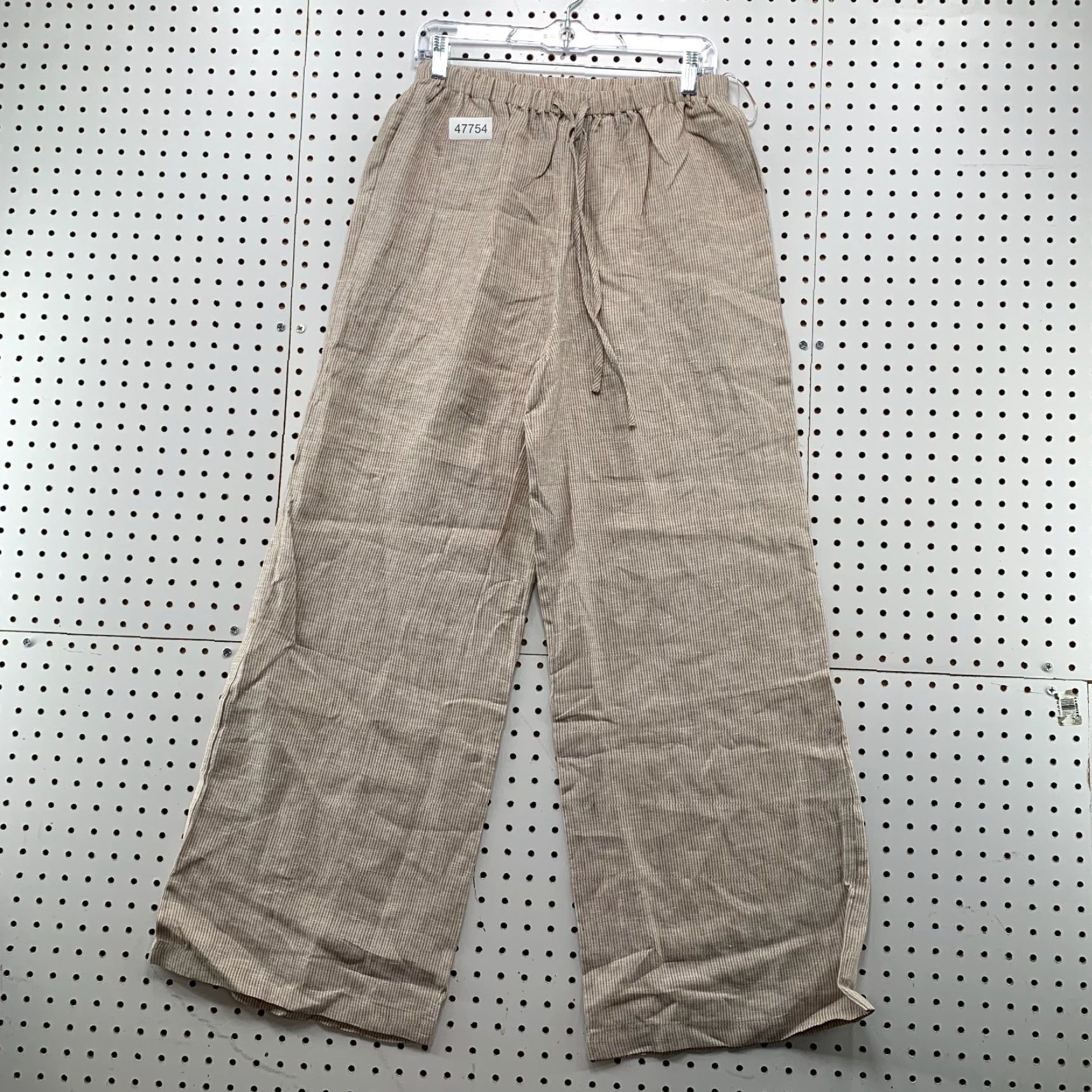 Vintage Solai Linen Pants Womens Large Beige Wide-Leg Drawstring Boho Size 36" / US 14 / IT 50 - 2 Thumbnail
