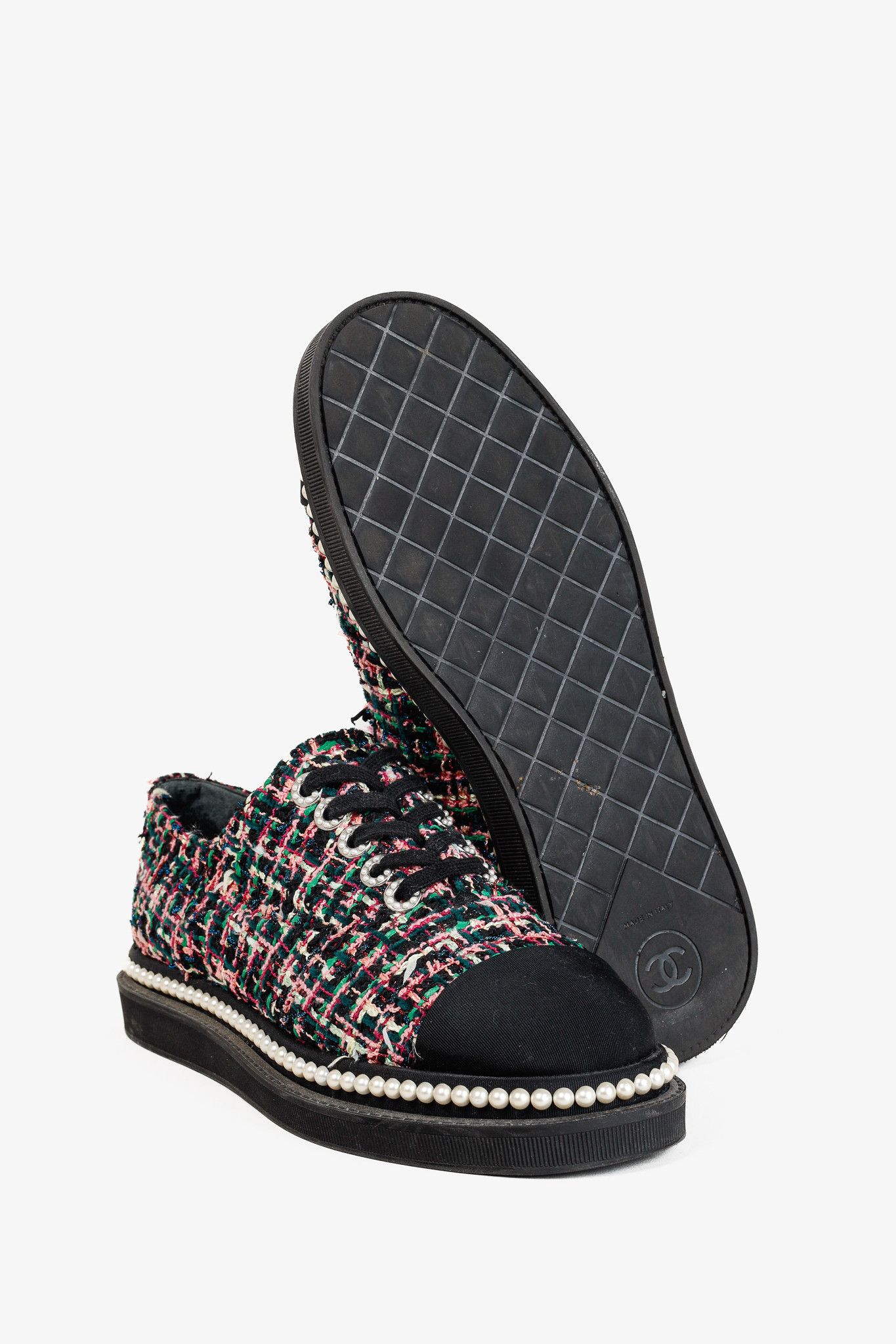 Chanel Chanel Cap Toe Pearl Embellished Tweed Shoes Size US 8 / IT 38 - 4 Thumbnail