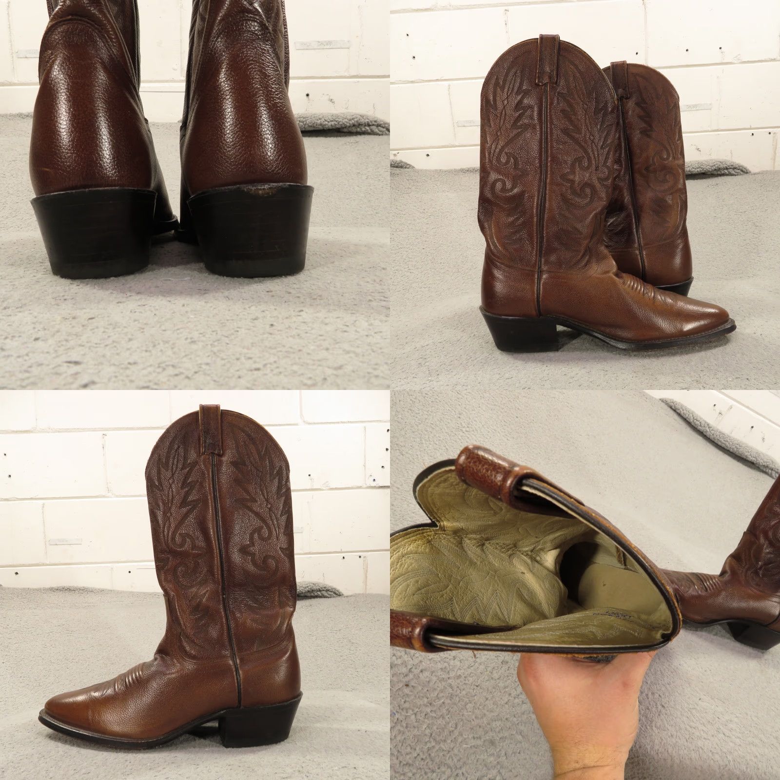 Dan Post VINTAGE Dan Post Boots 11 B Mens Brown Leather 8111 Cowhide Embroidered Western Cowboy Boot Mens Brown Leather Western Cowboy 8111 Size US 11 / EU 44 - 8 Thumbnail