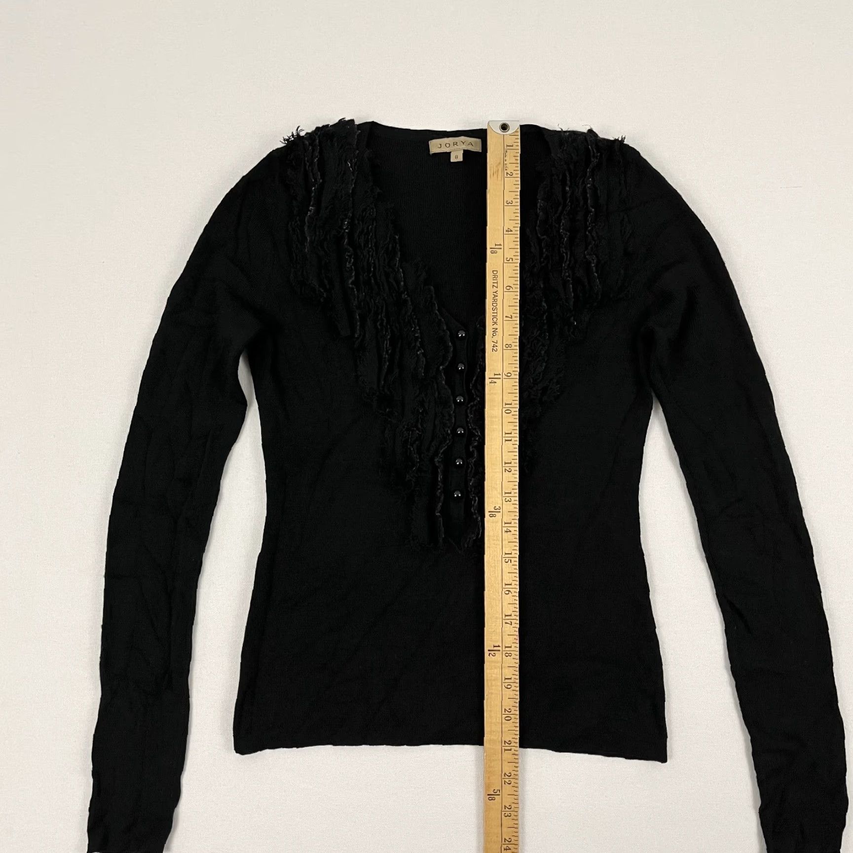 Vintage Jorya Blouse Shirt Womens Size 8 XS / S Black Wool Blend Edgy Goth Ruffled Y2K Vintage Style Classic Womens Size M / US 6-8 / IT 42-44 - 3 Thumbnail