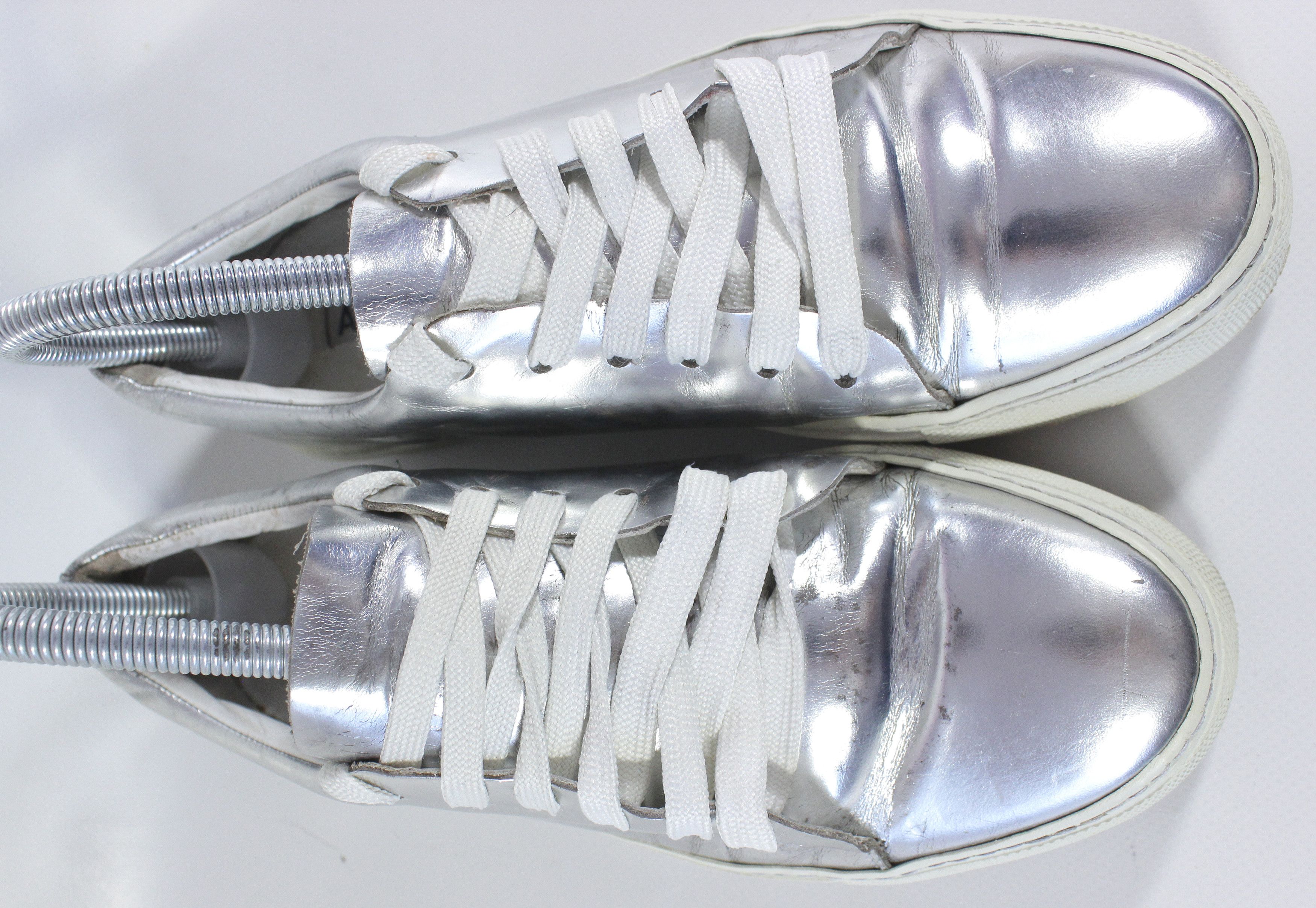 Acne Studios Silver Patent Leather Low Sneakers Size US 7 / IT 37 - 5 Thumbnail