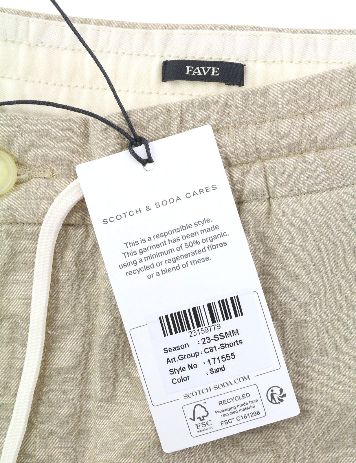 Scotch & Soda FAVE W33 Beige Melange Cotton Drawstring Waist 91025 Size US 33 - 7 Thumbnail