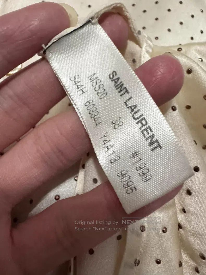 Saint Laurent Paris Saint Laurent Paris Mint Green Full Studs Mulberry Silk Sh Size US XL / EU 56 / 4 - 7 Thumbnail