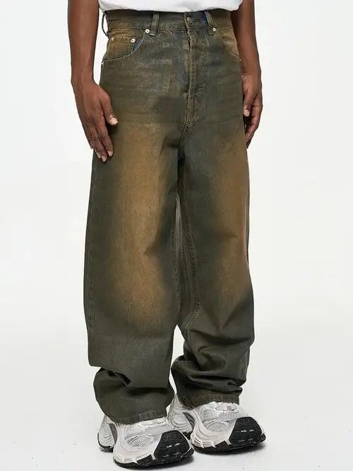 Vintage Fukada x Ezaki Oil Wax Distressed Mud Coated Brown Jeans Size US 34 / EU 50 - 2 Thumbnail
